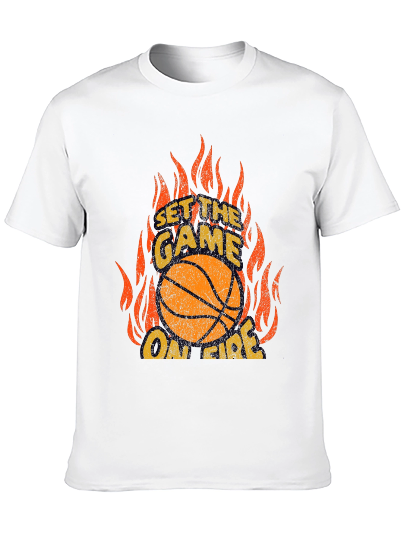 Black Set the Game On Fire Basketball Graphic Tee view 10