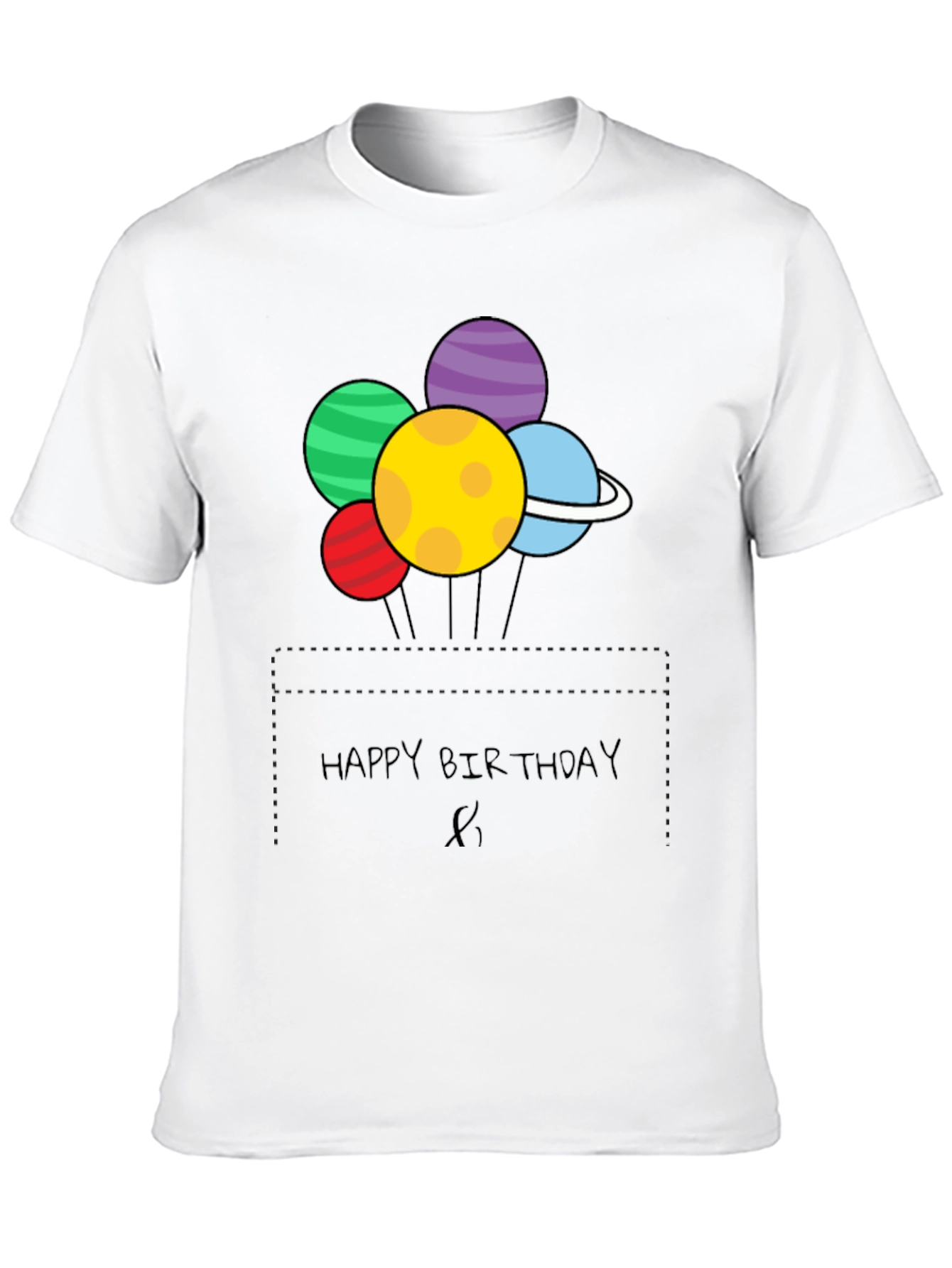 Black Happy Birthday Planet Balloons Graphic Tee view 10