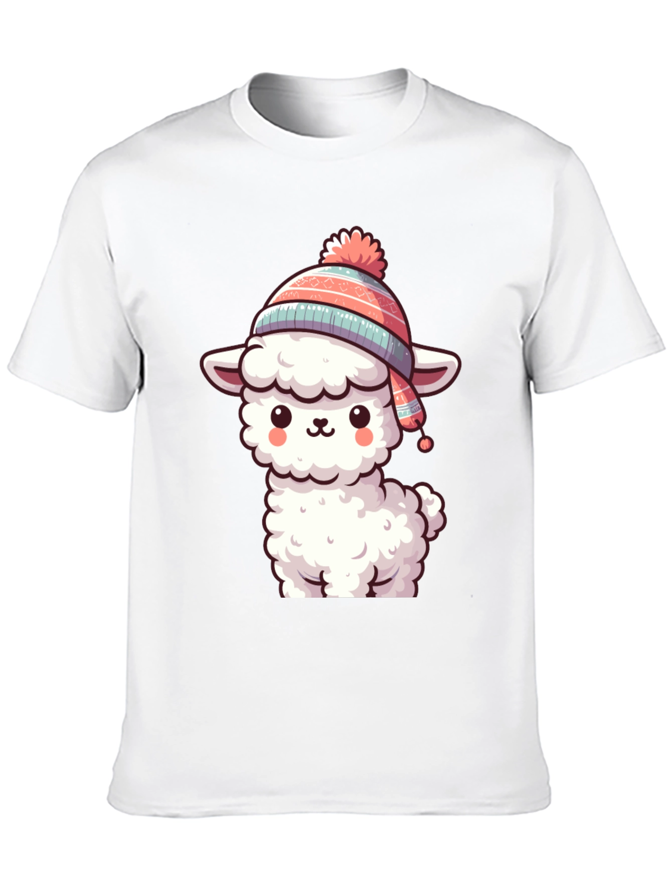 Black Cute Llama in Hat Graphic Tee view 10