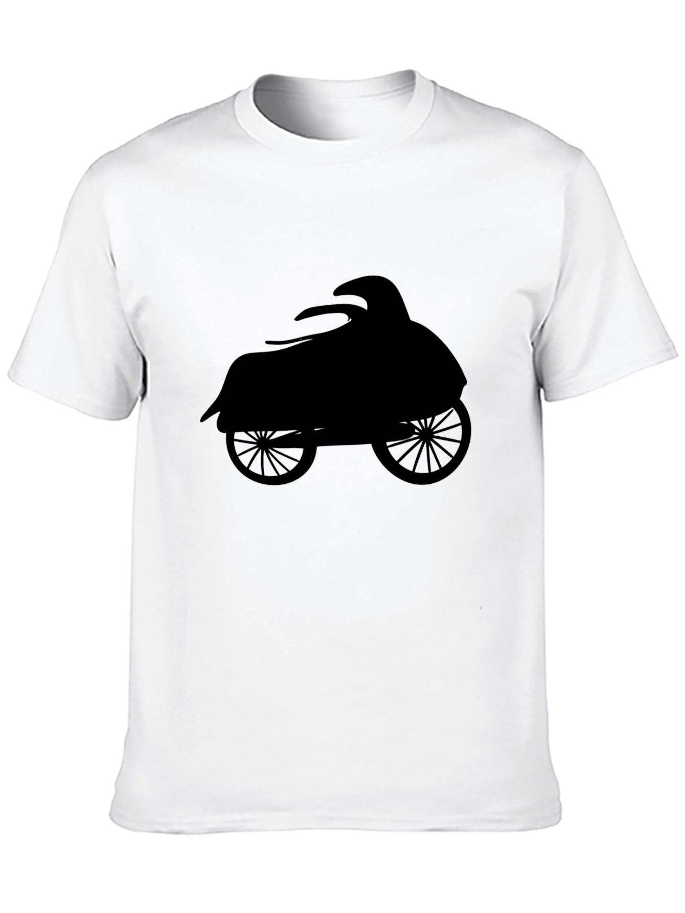 Men's Black T-Shirt with Classic Motorcycle Silhouette - 10