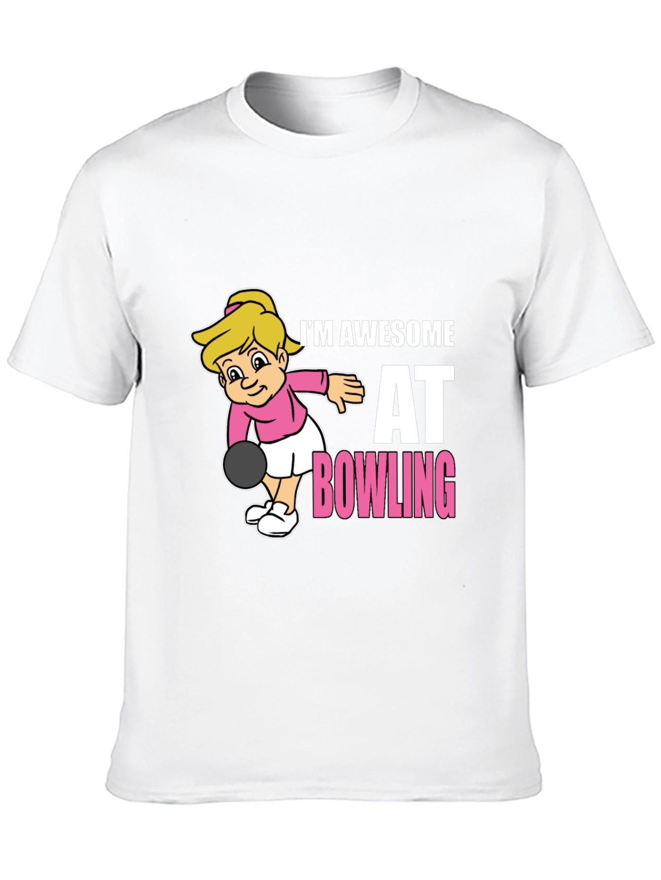 Black Awesome Bowler T-Shirt - Cartoon Girl Bowling Design view 10