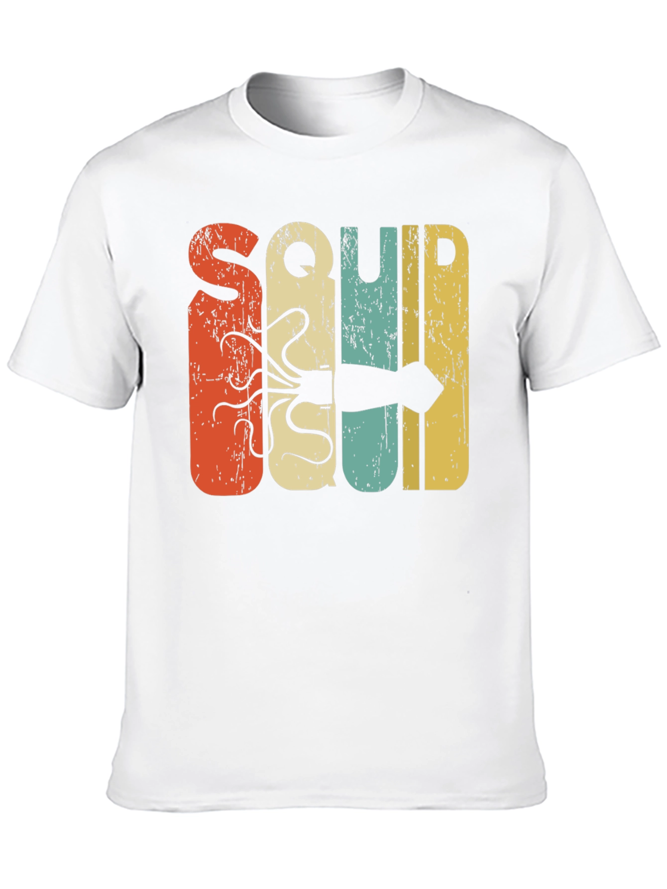 Black Retro Squid Graphic Tee - Black Cotton T-Shirt view 10