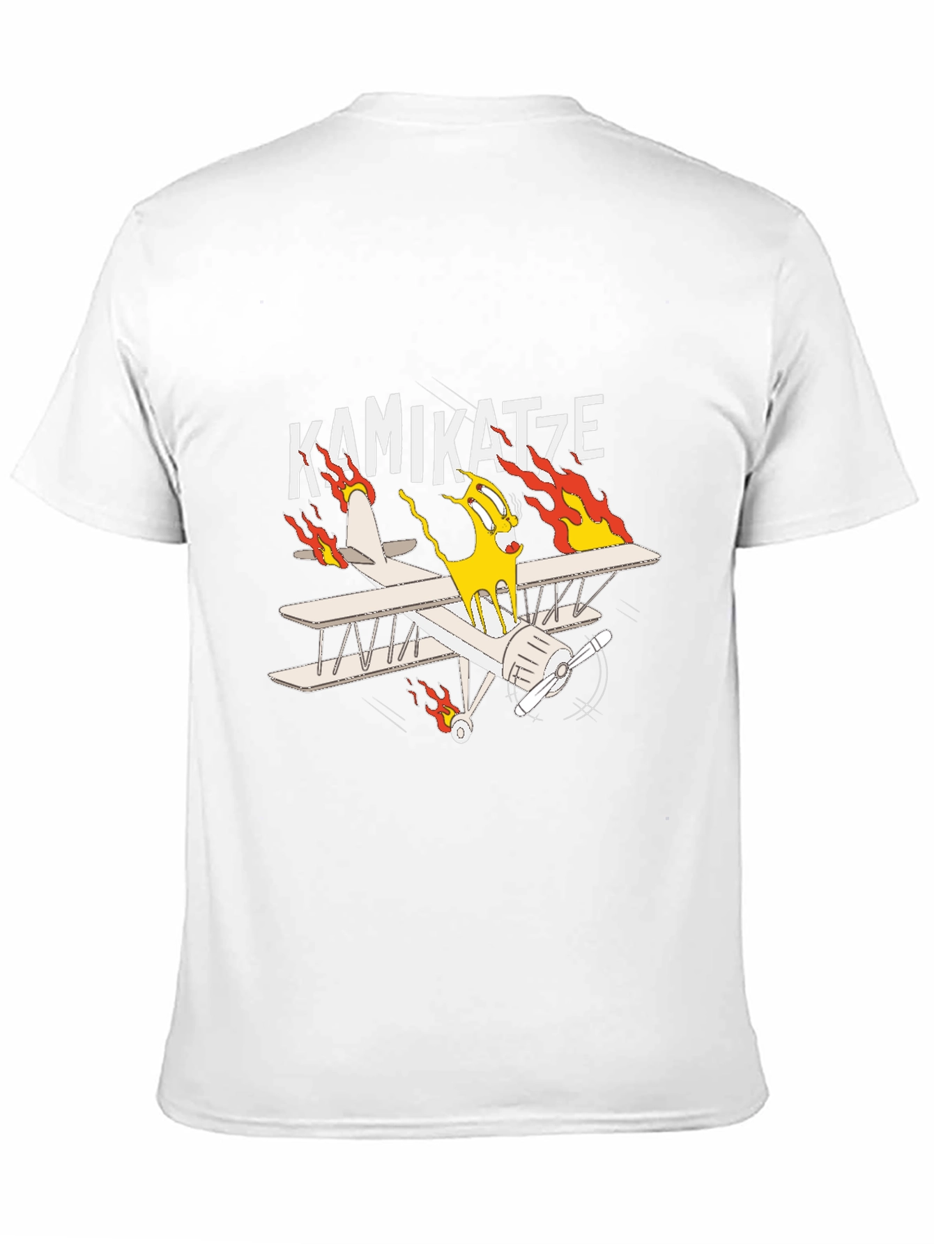 Black Kamikatze Cartoon Plane Graphic T-Shirt view 11