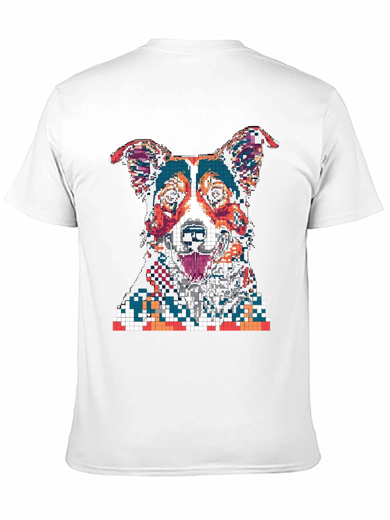 Black Pixelated Dog Graphic Print Black T-Shirt view 11