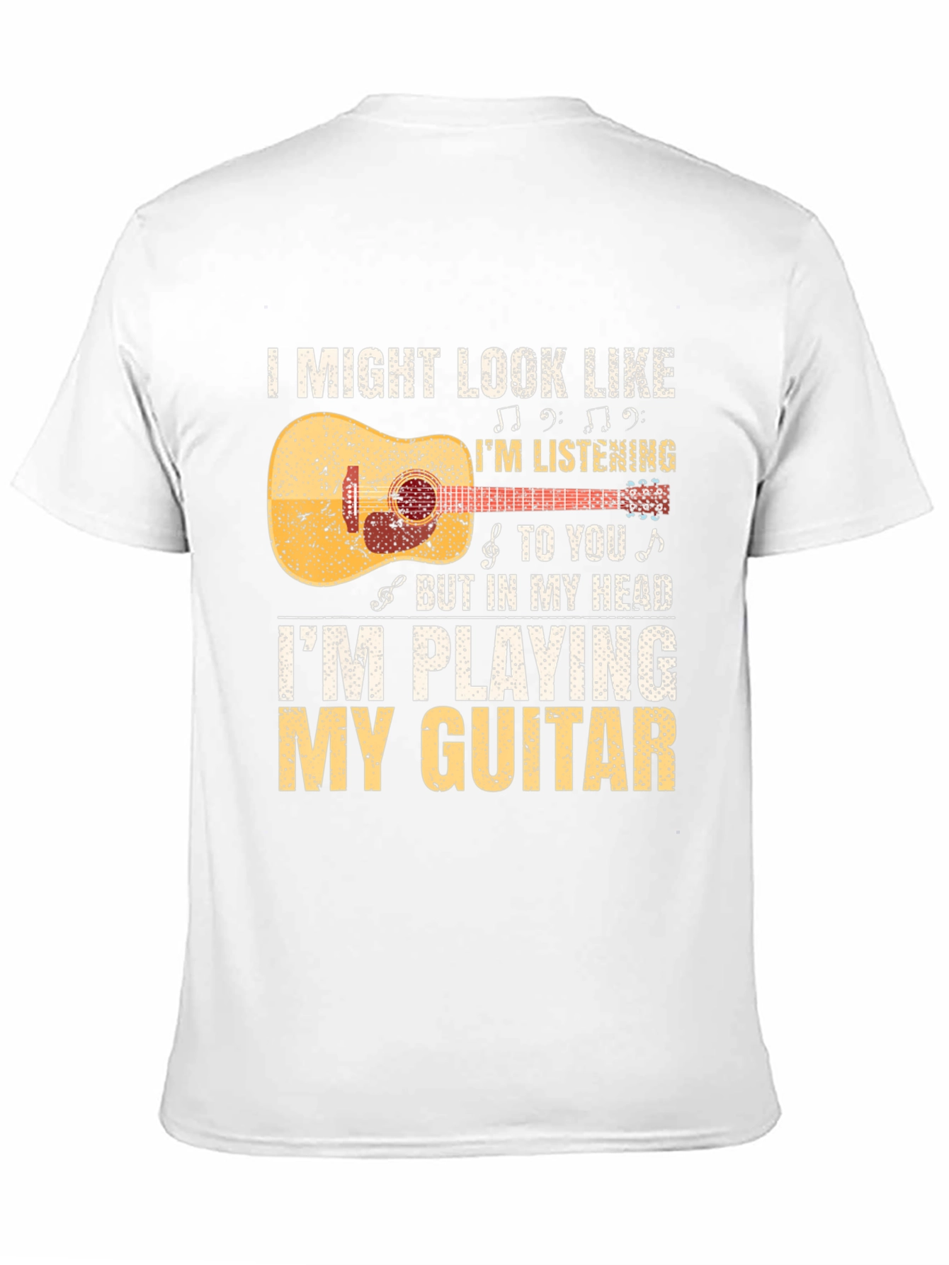 Black Guitar Player T-Shirt: Listening With My Head view 11