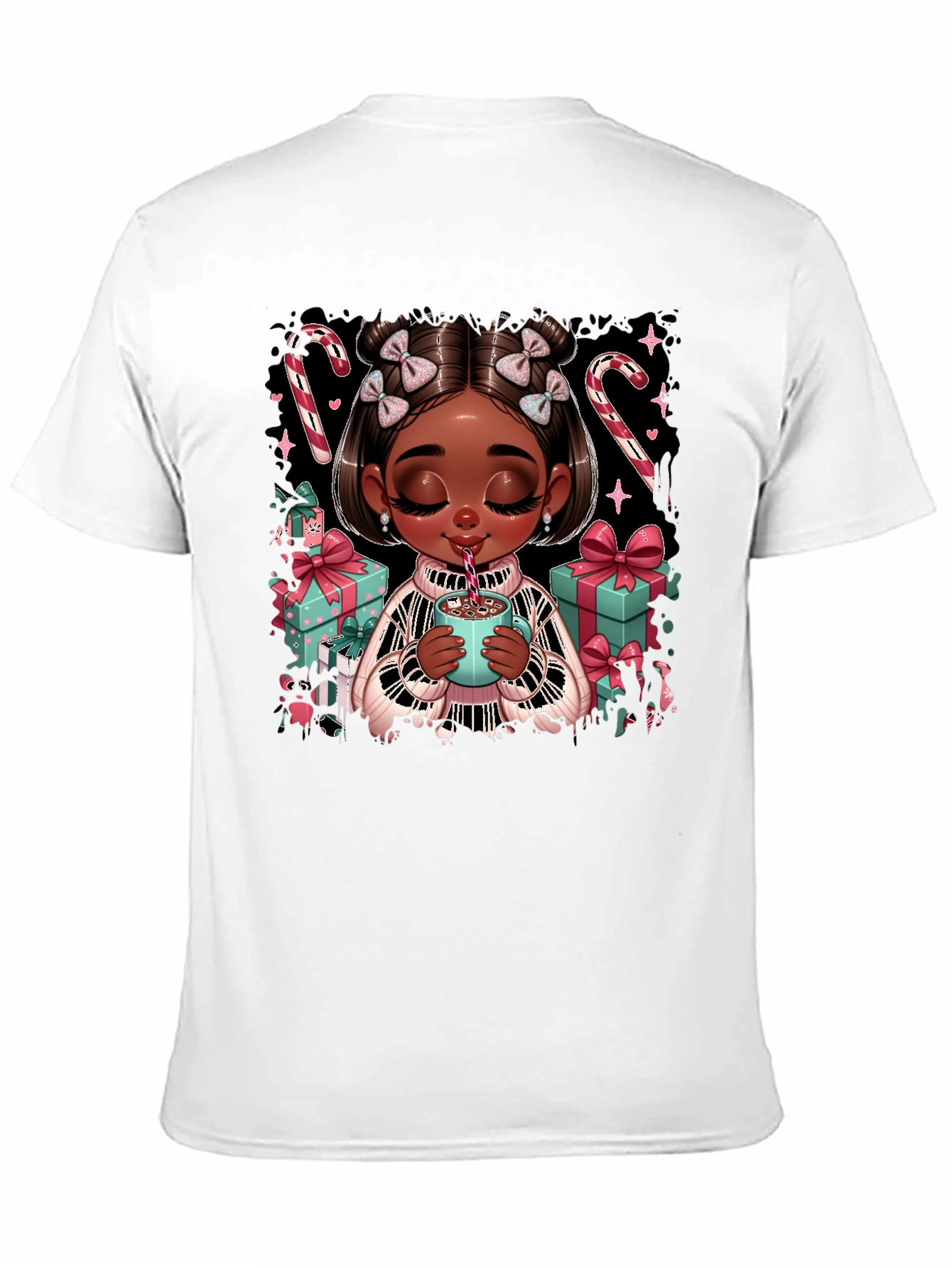 Black Festive Holiday Girl Graphic Tee view 11