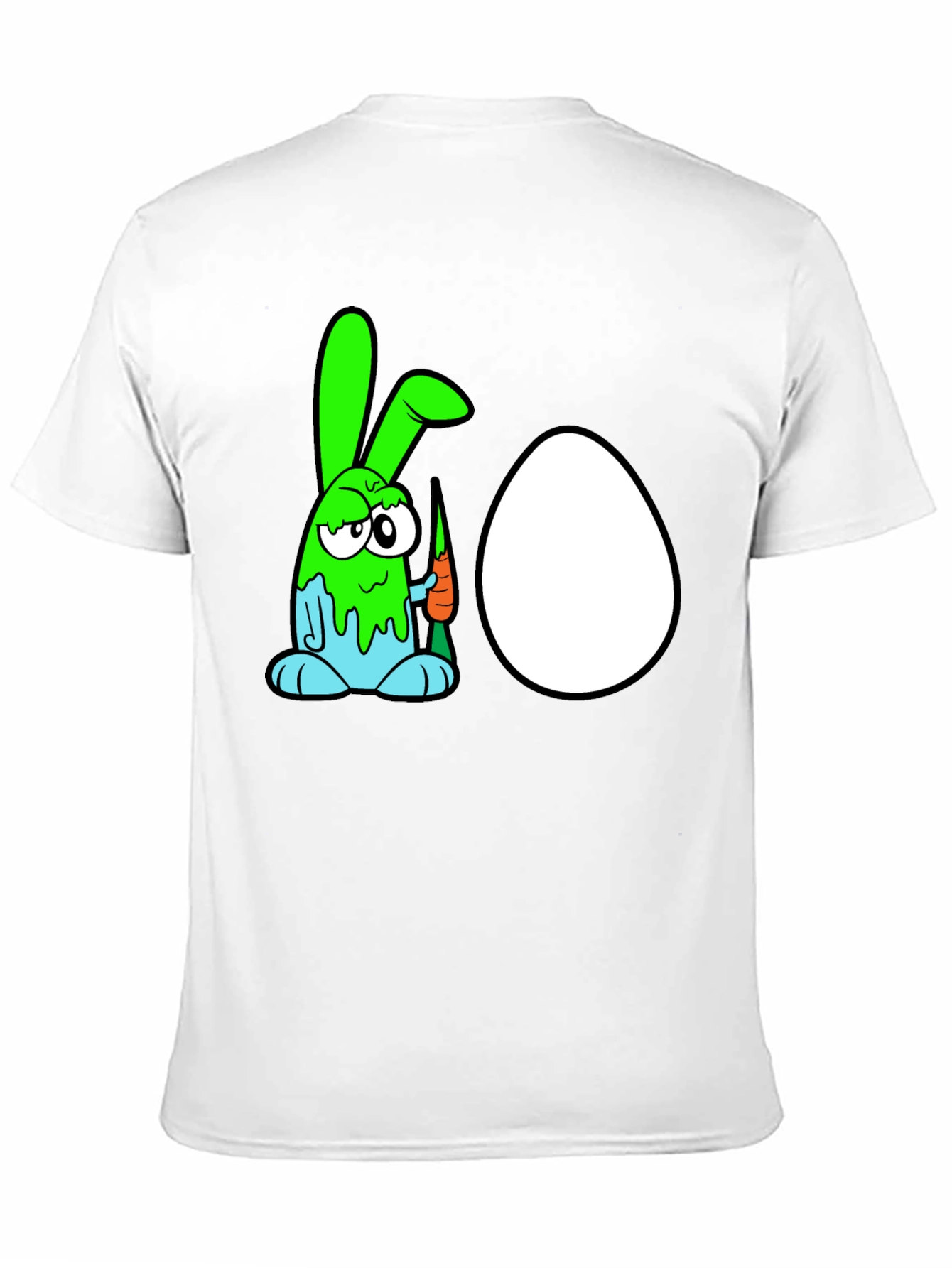 Black Funny Cartoon Bunny & Egg Graphic Black T-Shirt view 11