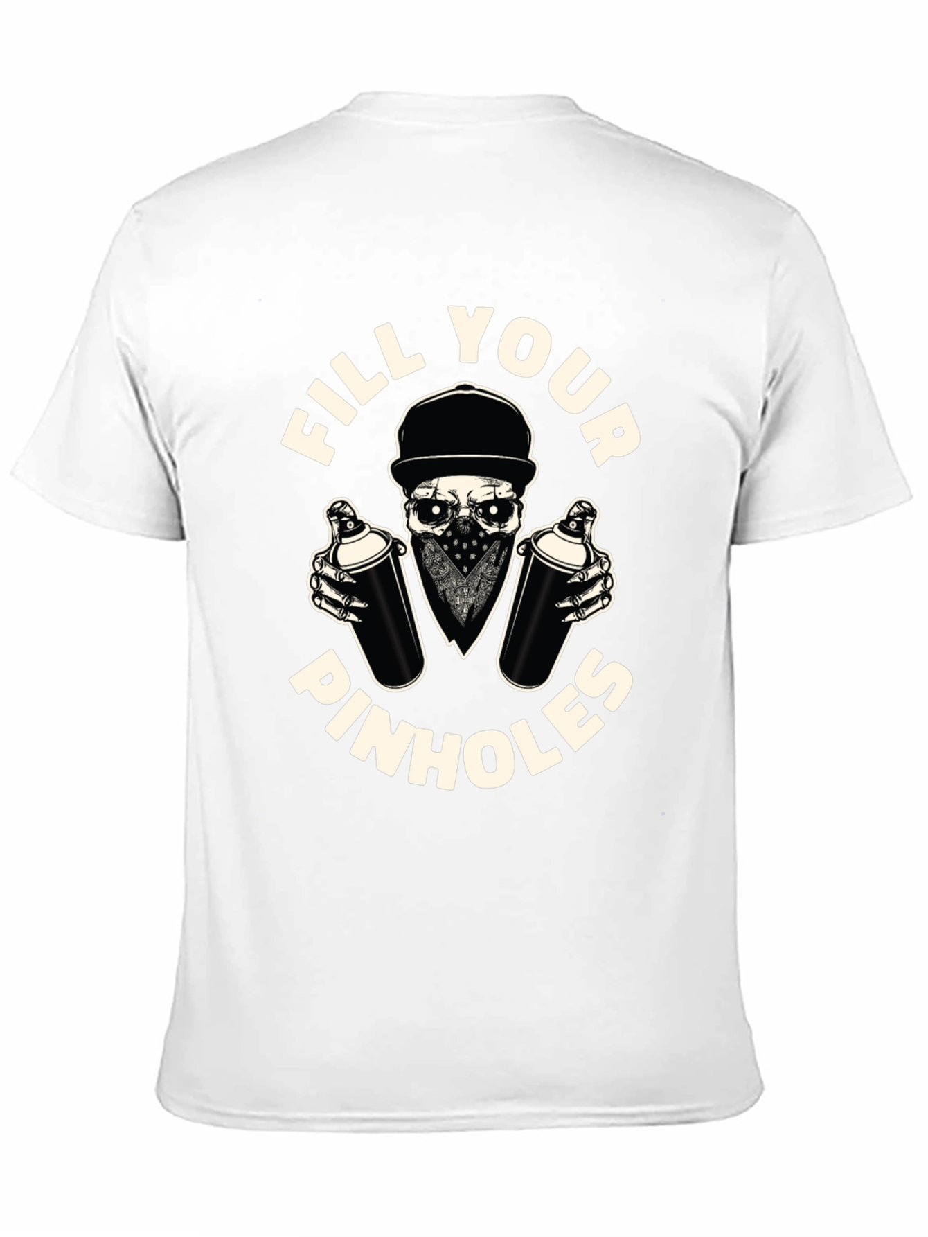 Black Fill Your Pinhole Graffiti Skull T-Shirt view 11