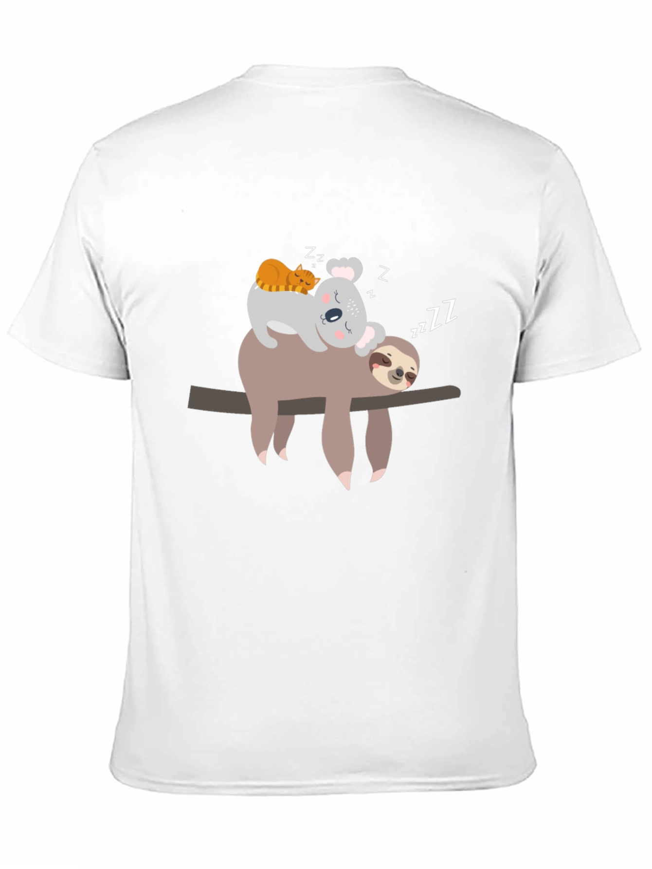 Black Cute Sloth, Koala, Cat Sleeping T-Shirt view 11