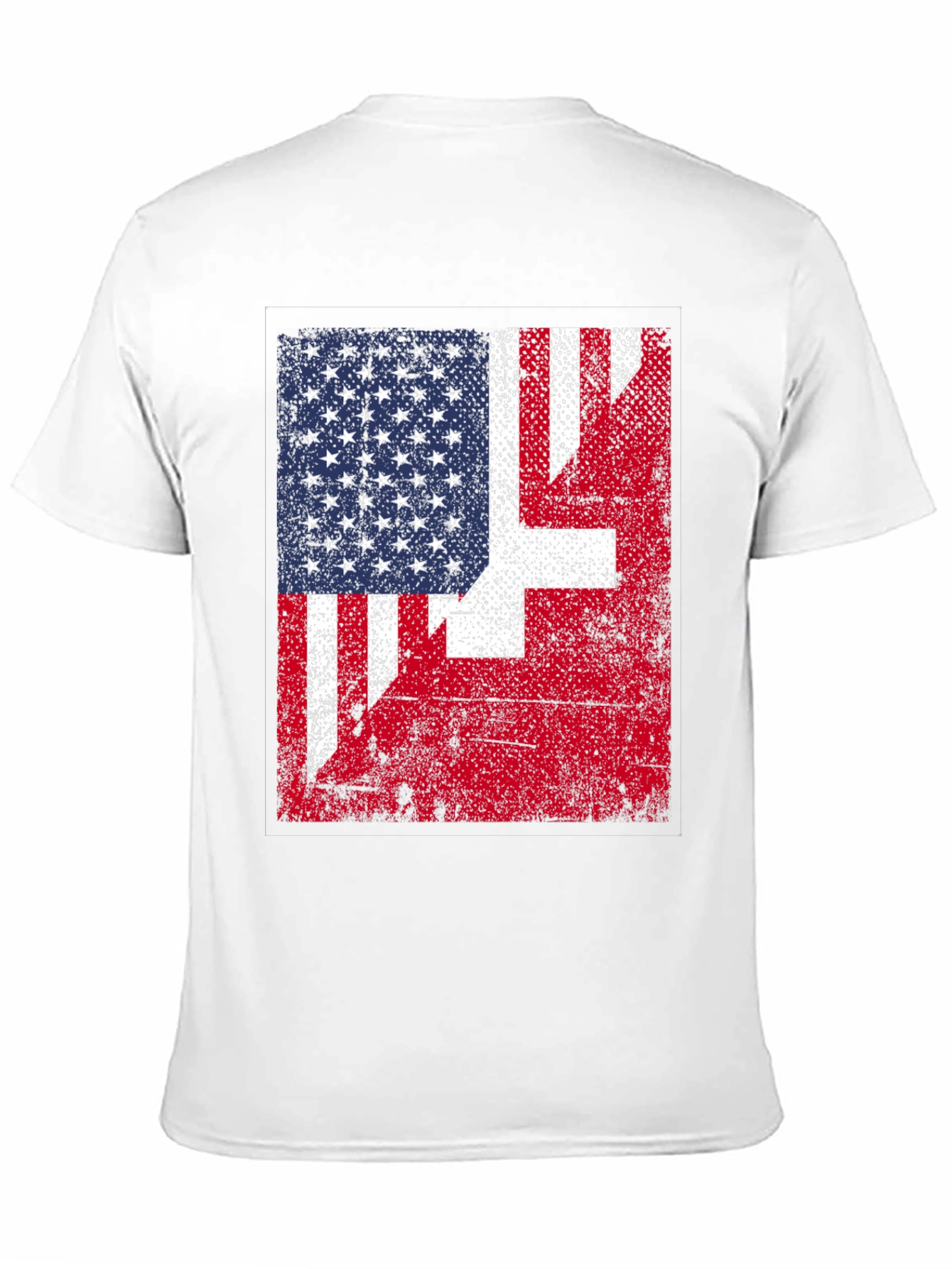 Black US & Swiss Flag Graphic T-Shirt view 11
