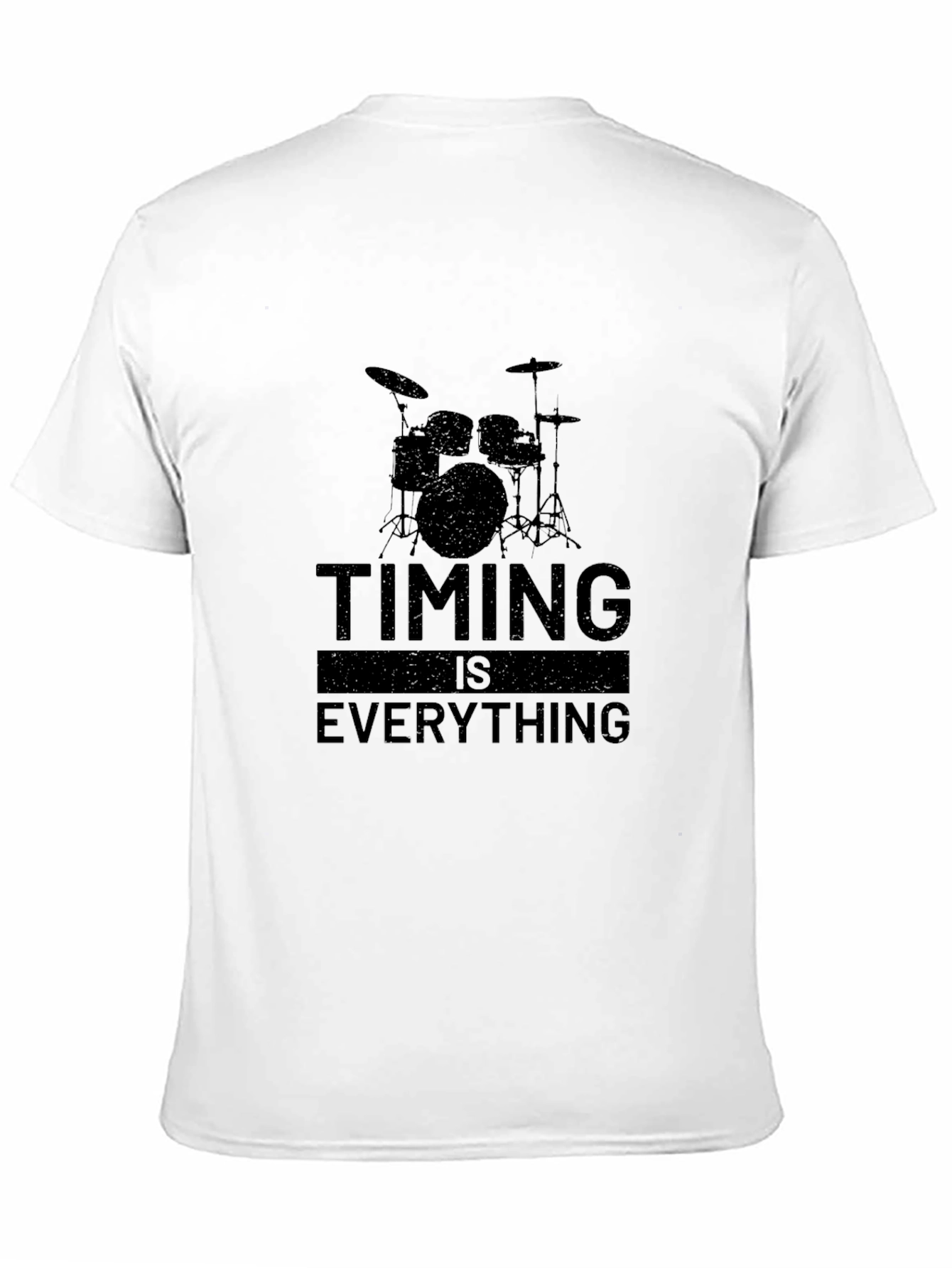Black Timing Is Everything Drum Set Graphic Tee - Black Cotton view 11