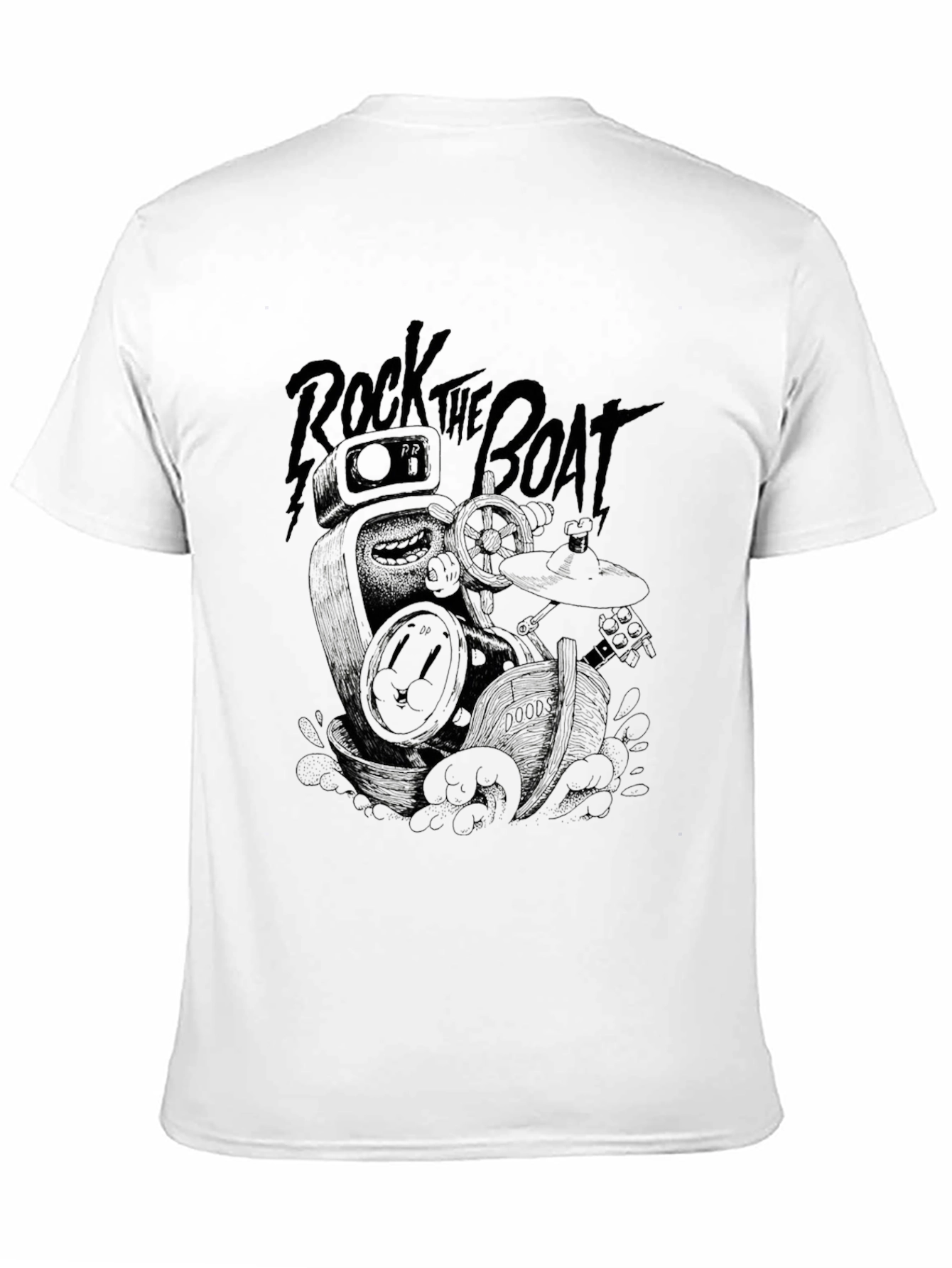 Black Rock the Boat Graphic Tee - Black Cotton Blend view 11
