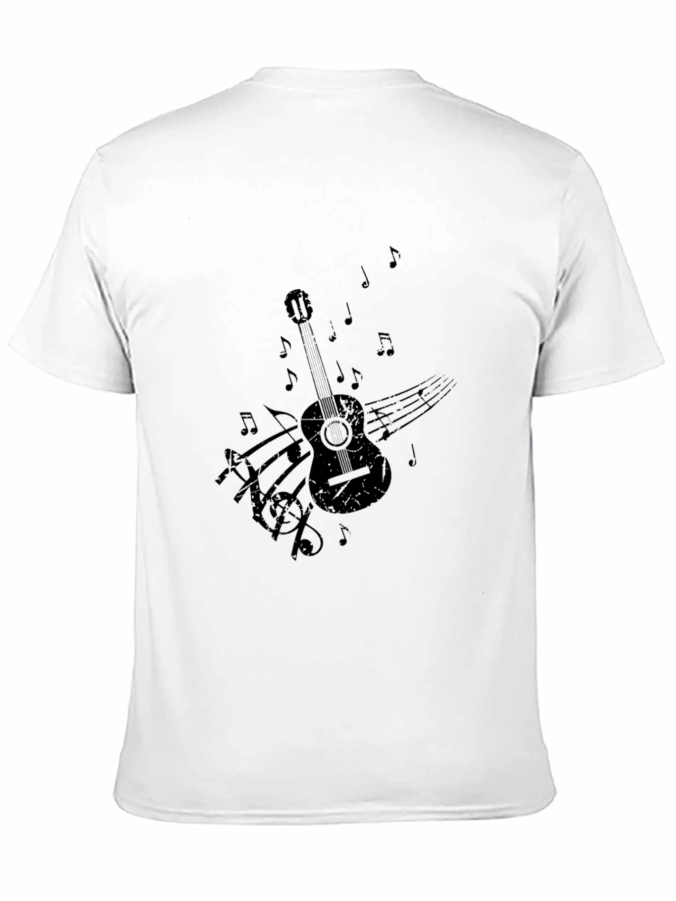 Black Black Guitar Music Notes Graphic Tee view 11