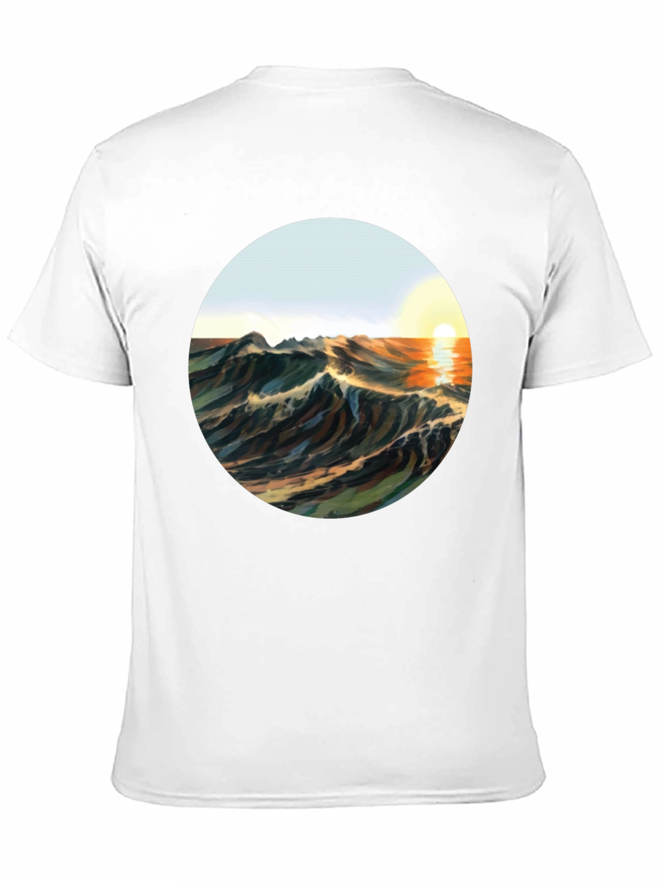 Black Sunrise Waves Graphic Tee - Black Cotton Blend view 11