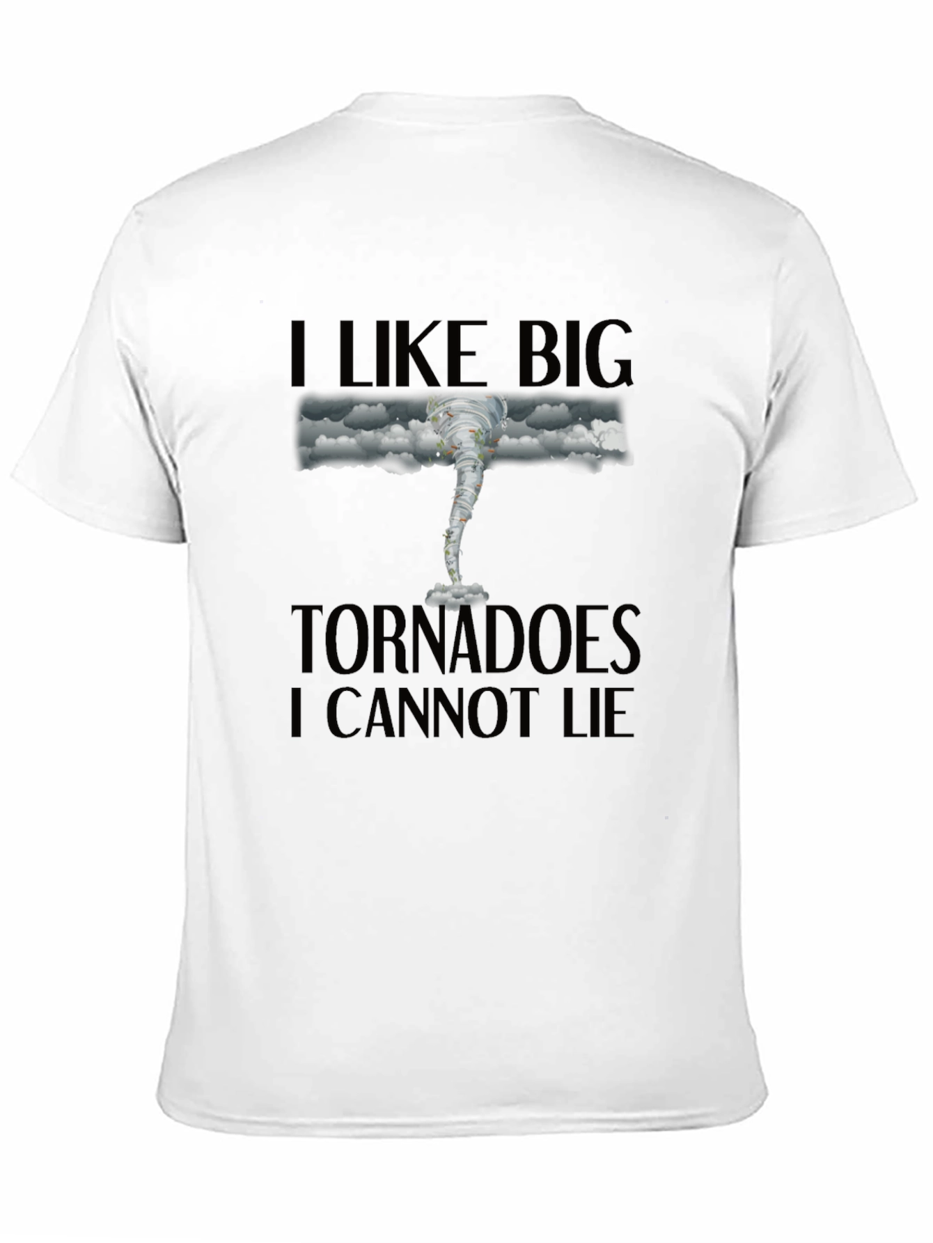 Black I Like Big Tornadoes Men's Black Graphic T-Shirt view 11