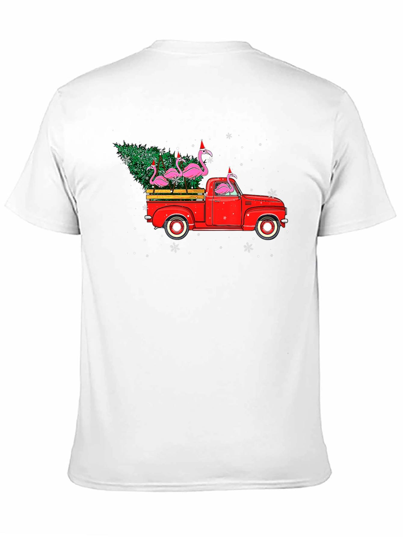 Black Flamingo Christmas Truck T-Shirt view 11