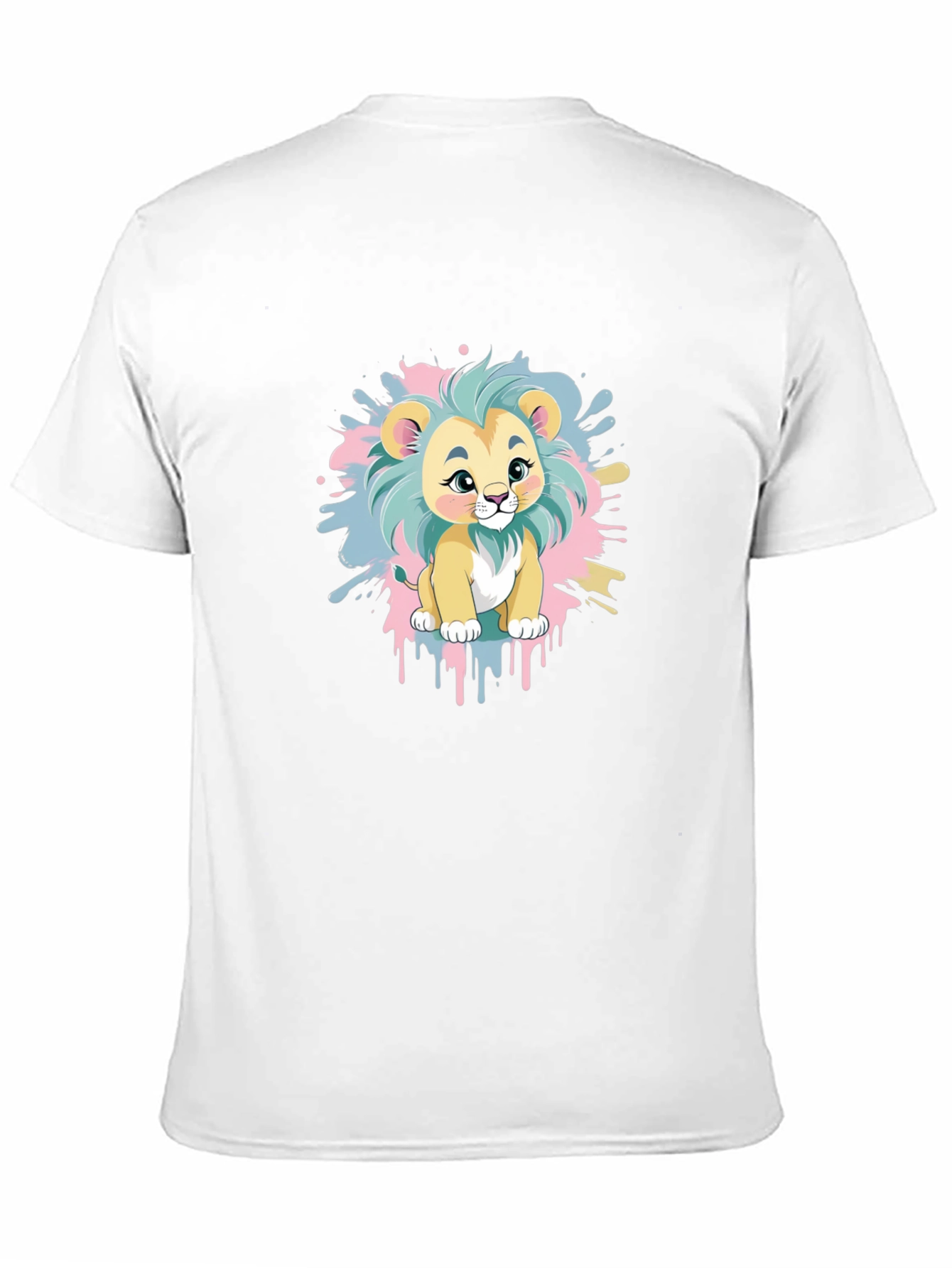 Black Cute Cartoon Lion Graphic Tee - Black Cotton Blend view 11