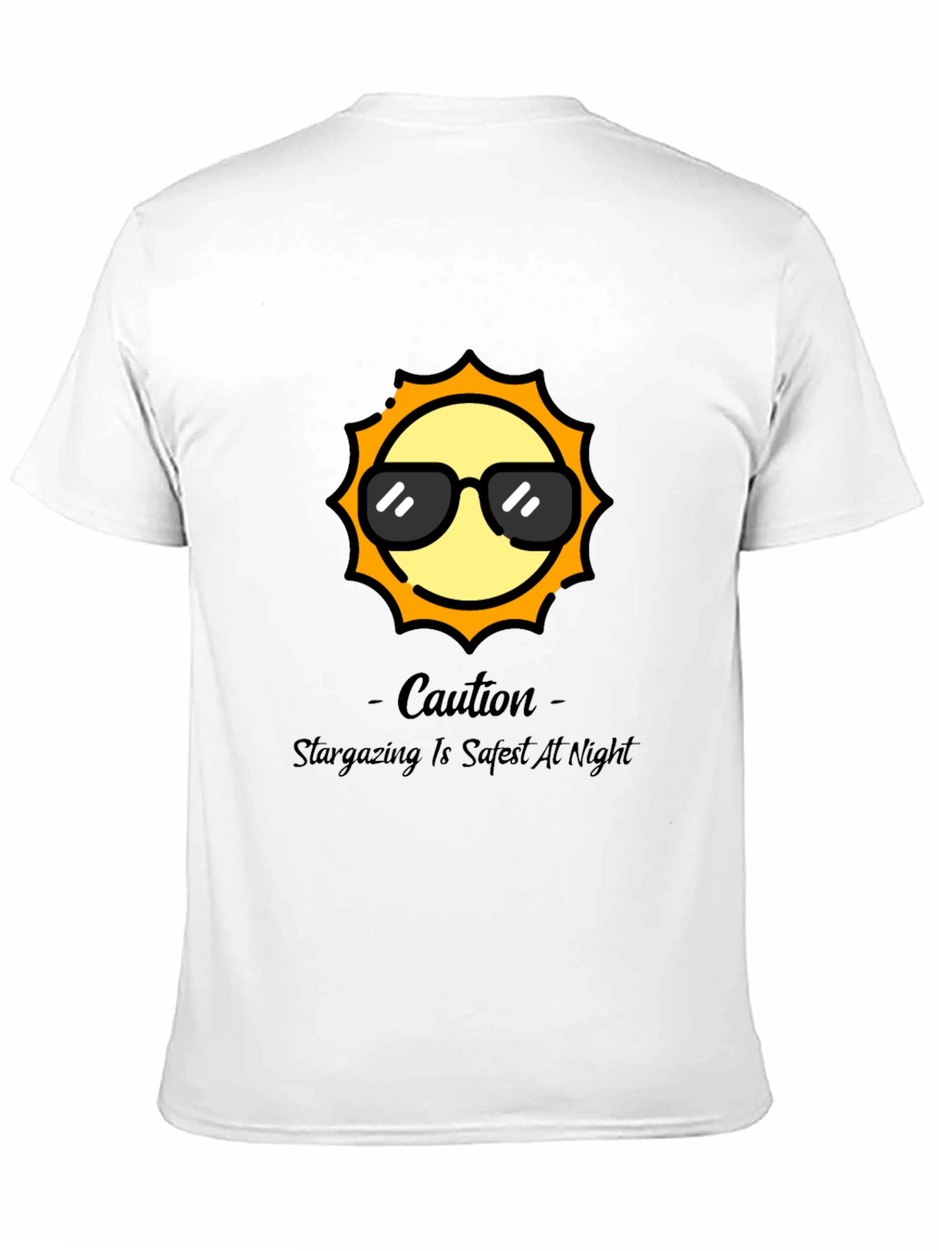 Black Cool Sun Graphic Tee - Stargazing Caution T-Shirt view 11