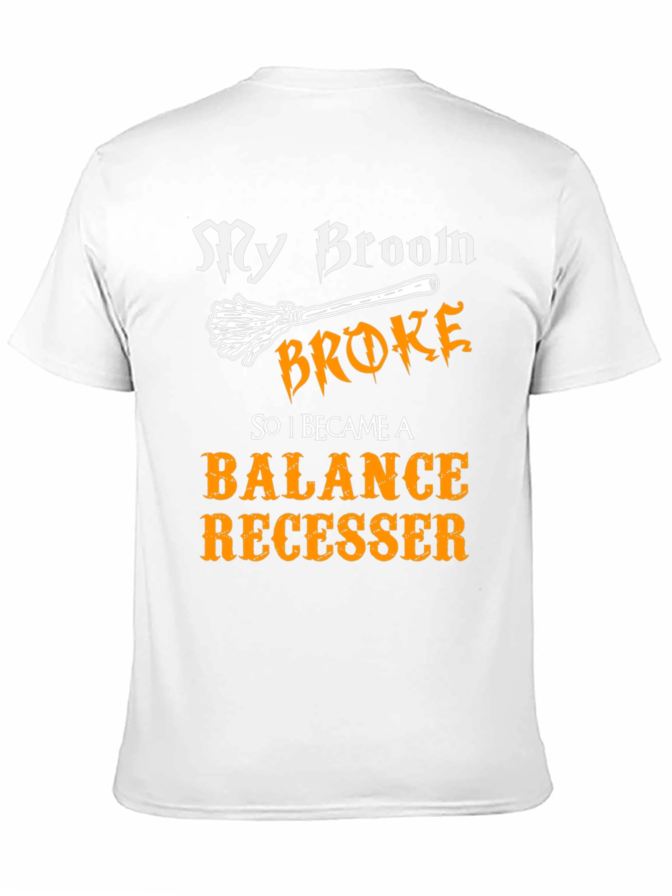 Black Funny Balance Recesser T-Shirt - My Broom Broke Halloween Tee view 11