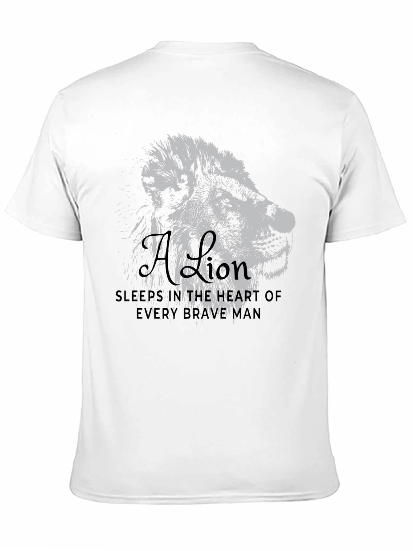 Black Lion Heart Graphic Print Men's T-Shirt view 11