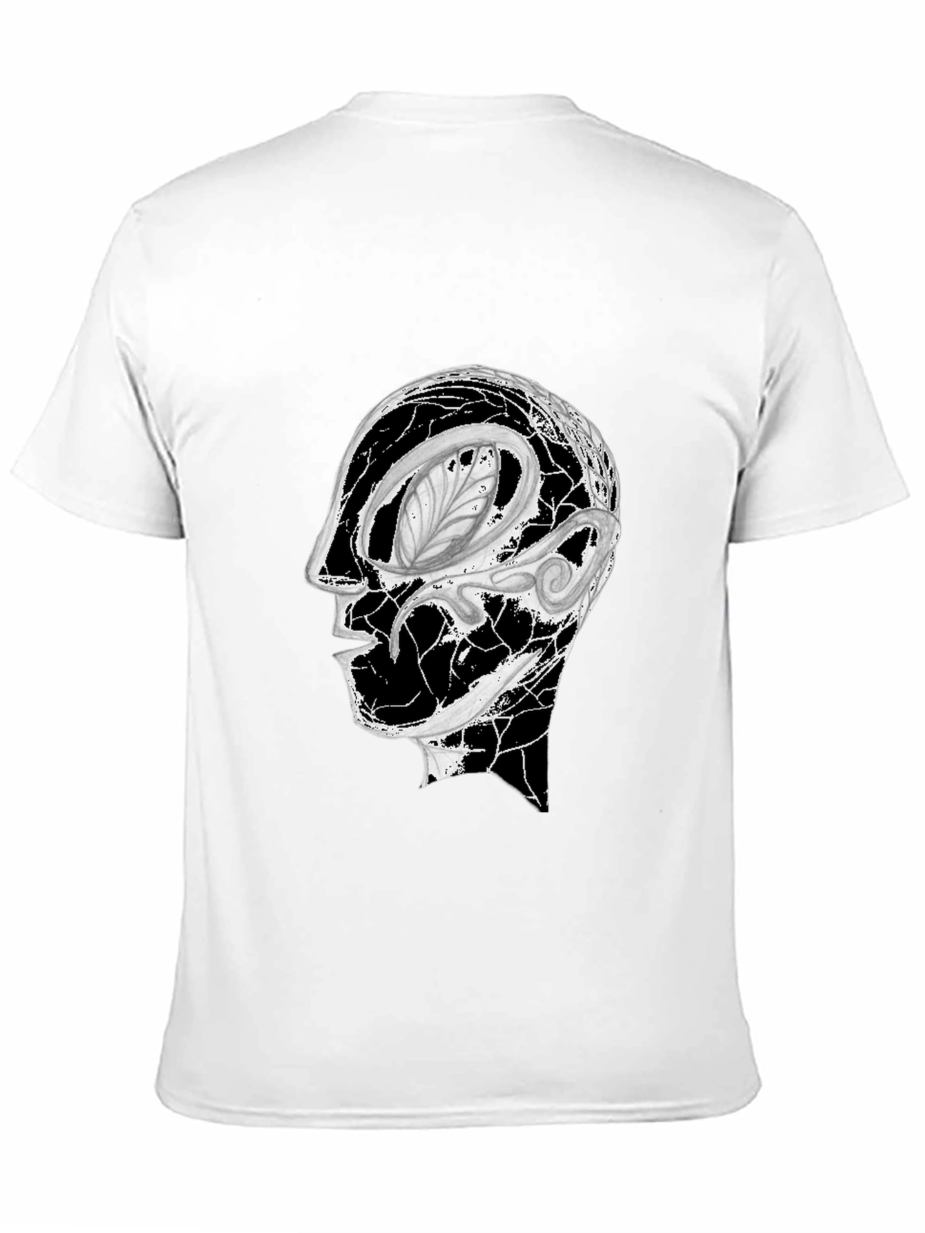 Black Abstract Head Graphic Black Tee view 11