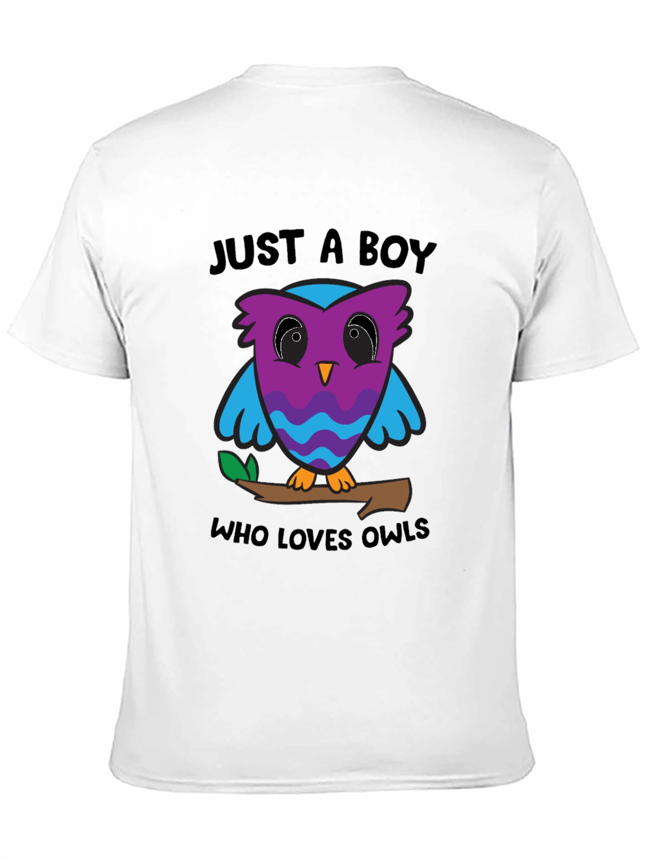 Black Just A Boy Who Loves Owls Graphic T-Shirt view 11
