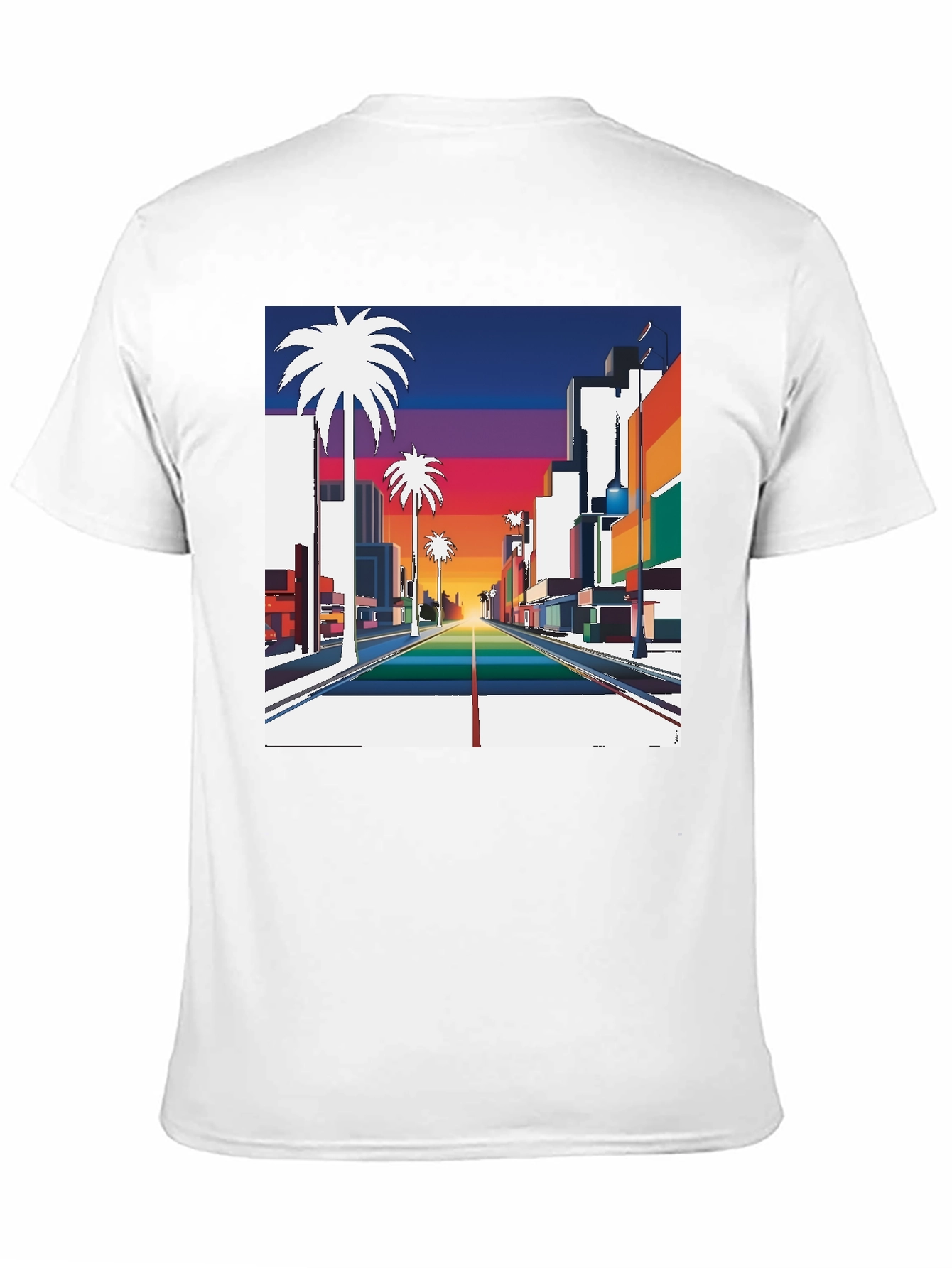 Black Retro Palm Tree Sunset T-Shirt view 11