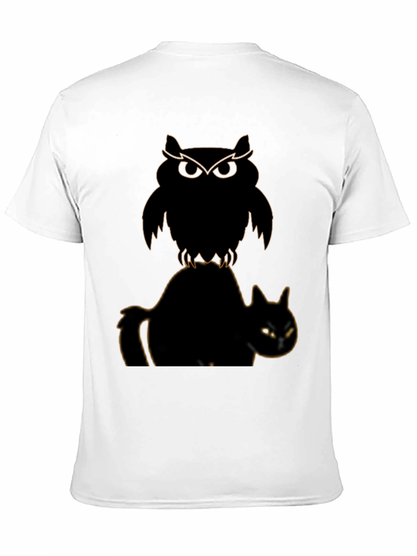 Black Owl and Cat Graphic T-Shirt view 11