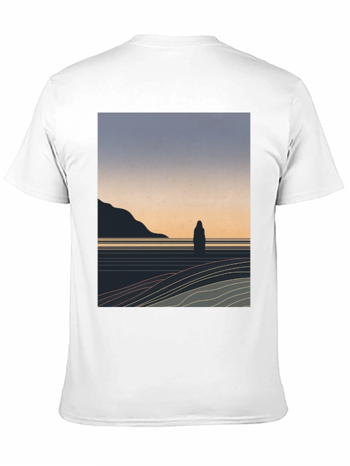 Black Minimalist Landscape Graphic T-Shirt - Black view 11