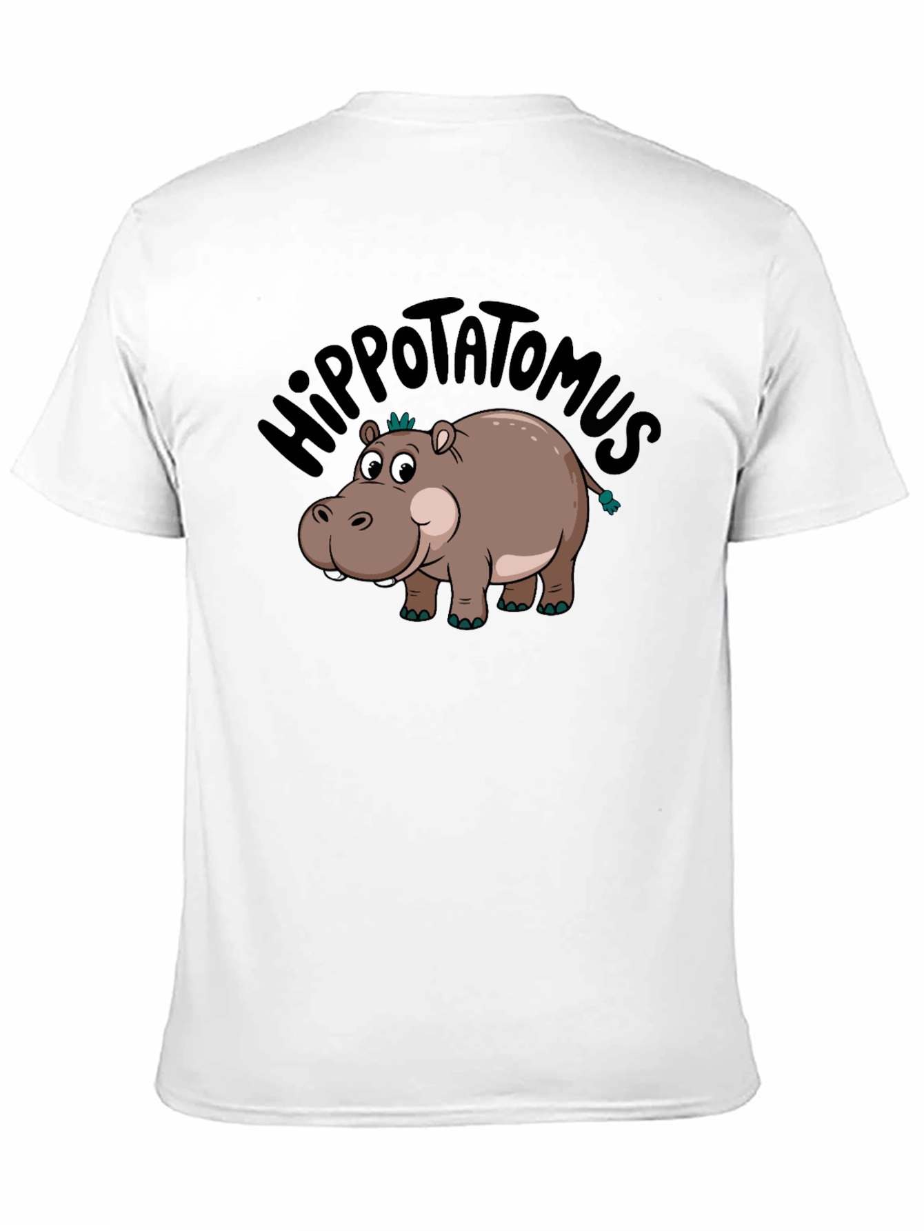 Black Hippo-tatomus T-Shirt: Funny Cartoon Graphic Tee view 11