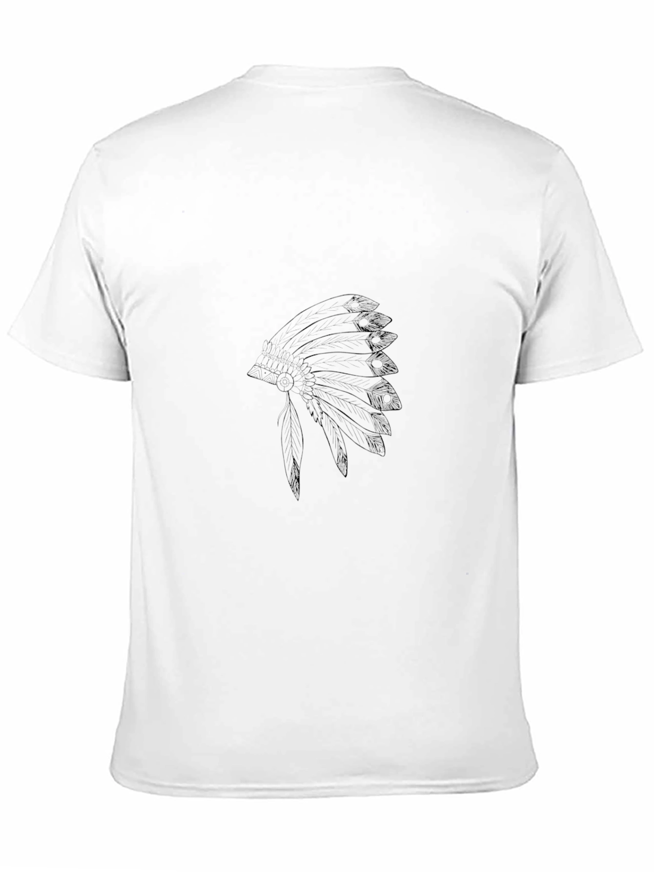 Black Men's Black Graphic Tee - Native American Headdress view 11