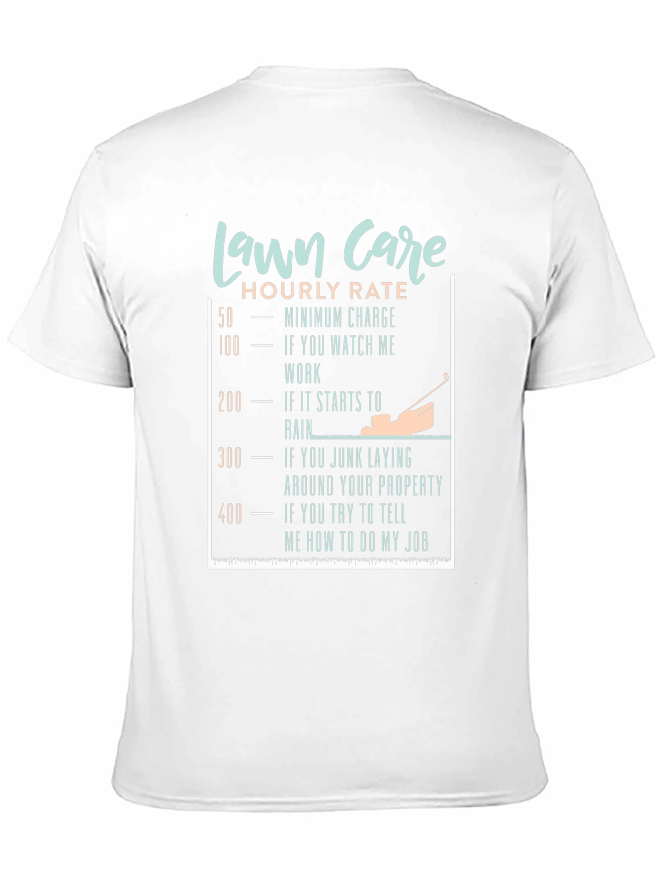 Black Funny Lawn Care Hourly Rate T-Shirt view 11