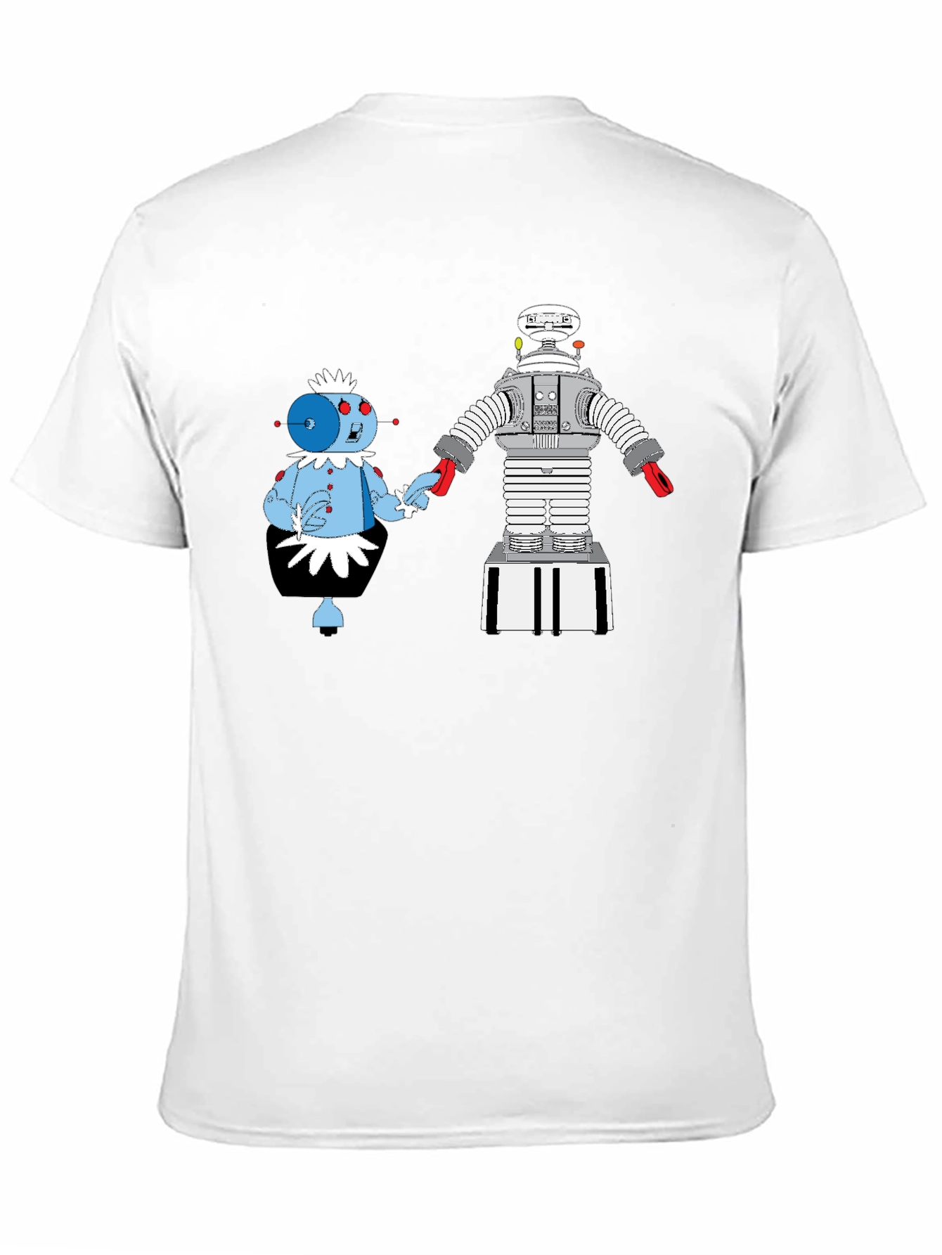 Black Robot Romance Graphic Tee - Black Cotton T-Shirt view 11