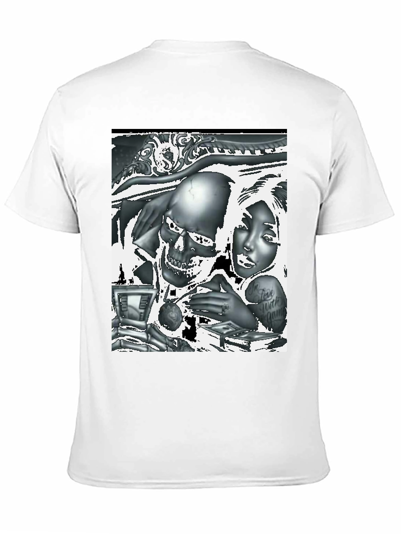 Black Skull and Woman Graphic Tee - Black view 11
