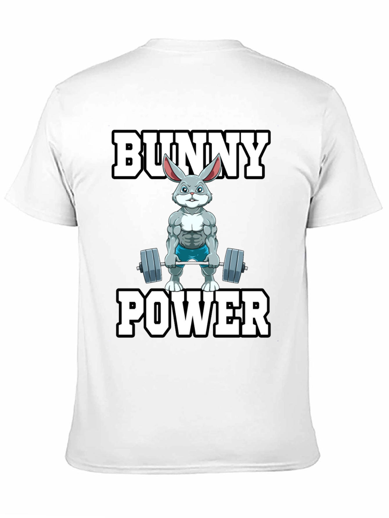 Black Bunny Power T-Shirt - Weightlifting Rabbit Gym Tee view 11