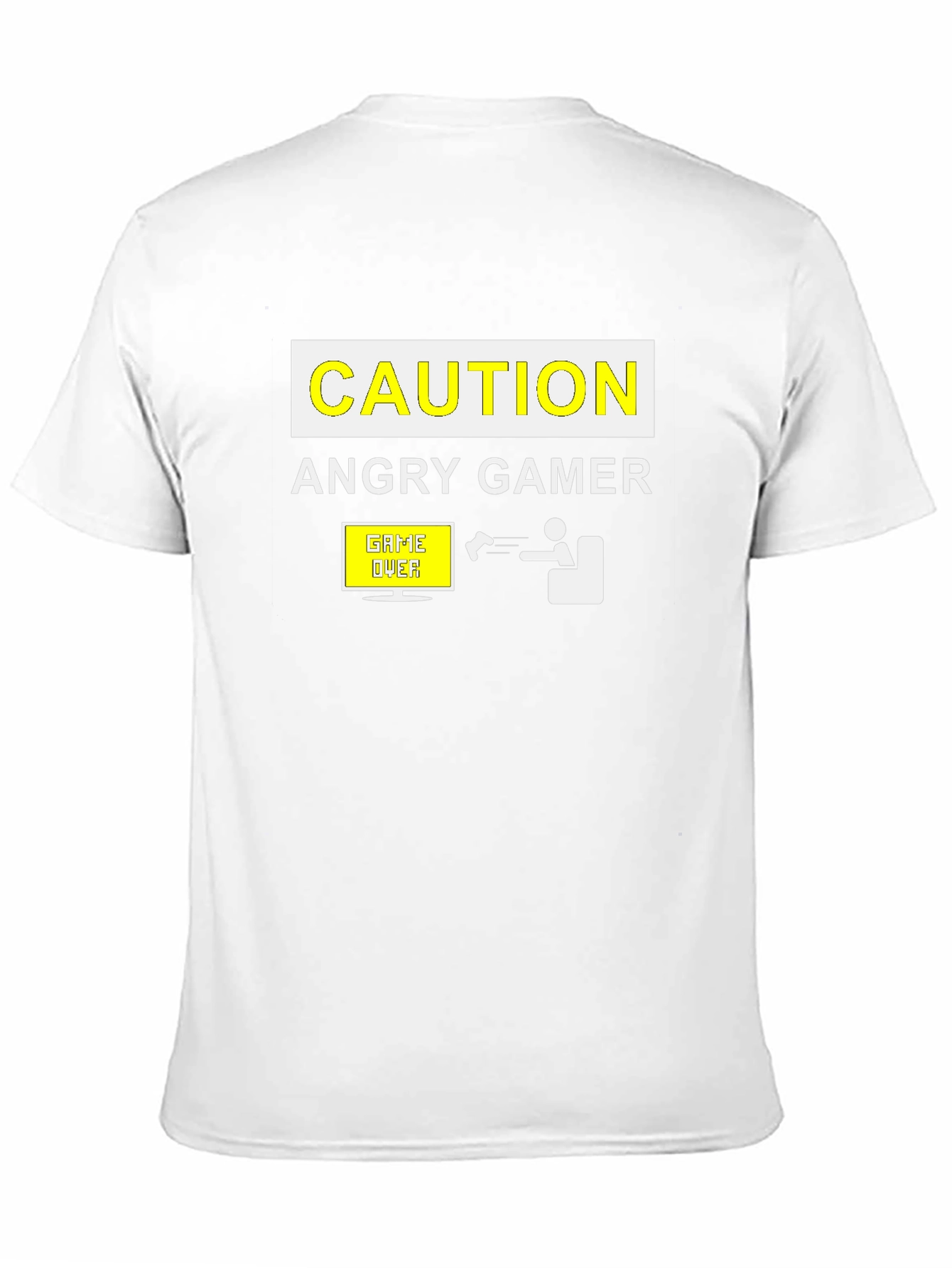 Black Angry Gamer Caution T-Shirt: Funny Video Game Tee view 11