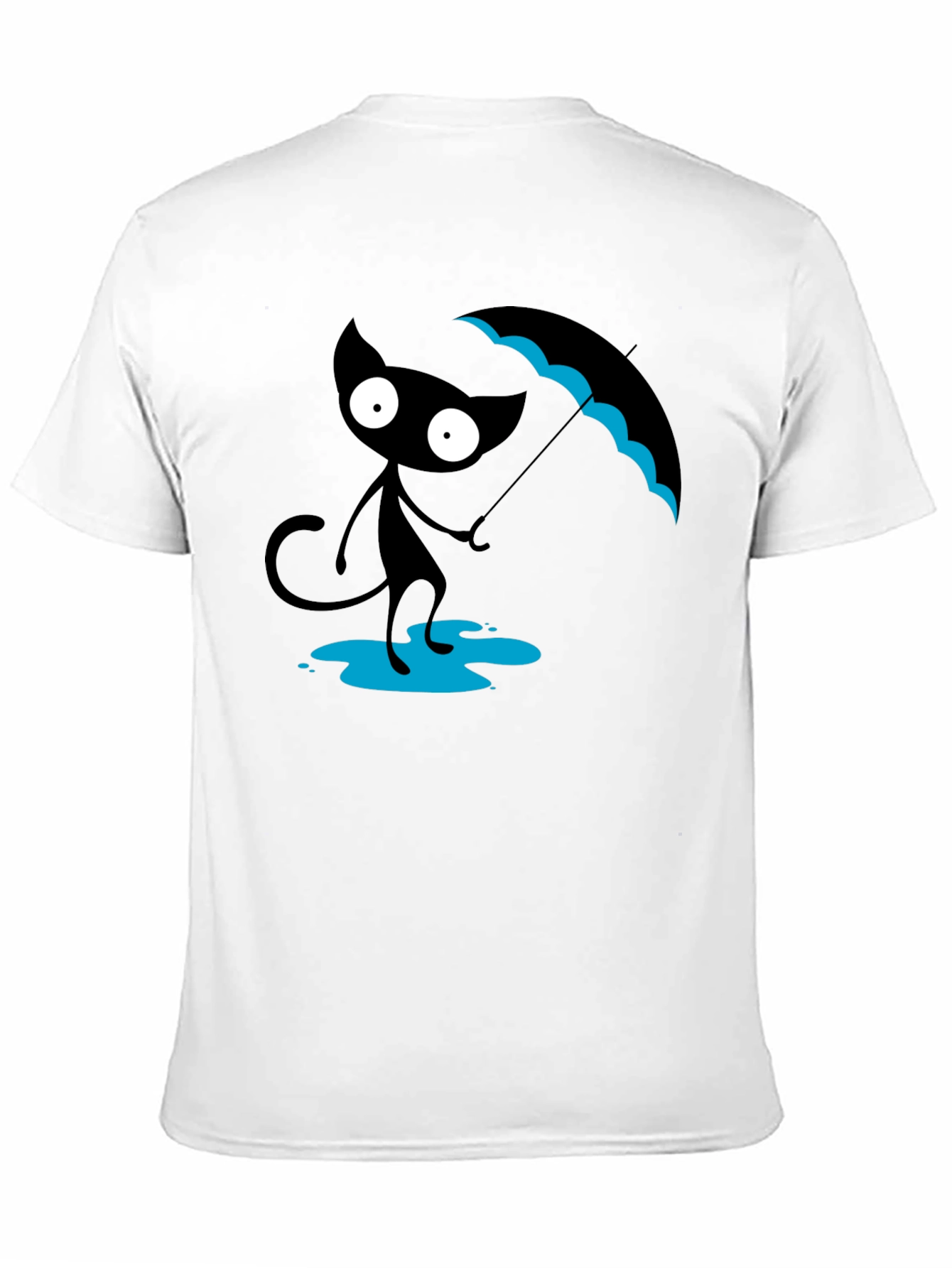 Black Black Cat with Umbrella T-Shirt view 11