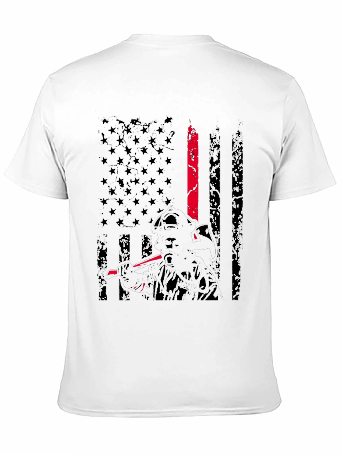 Black Thin Red Line Firefighter Flag T-Shirt view 11
