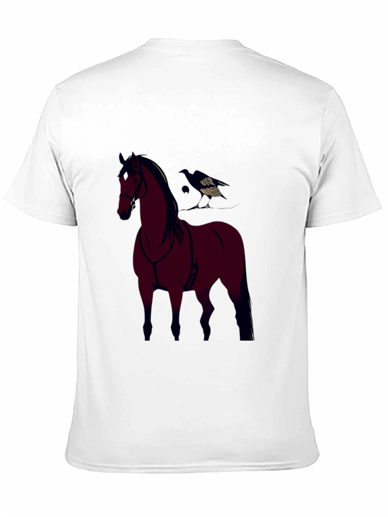 Black Horse and Crow Graphic Tee - Black Cotton Blend view 11