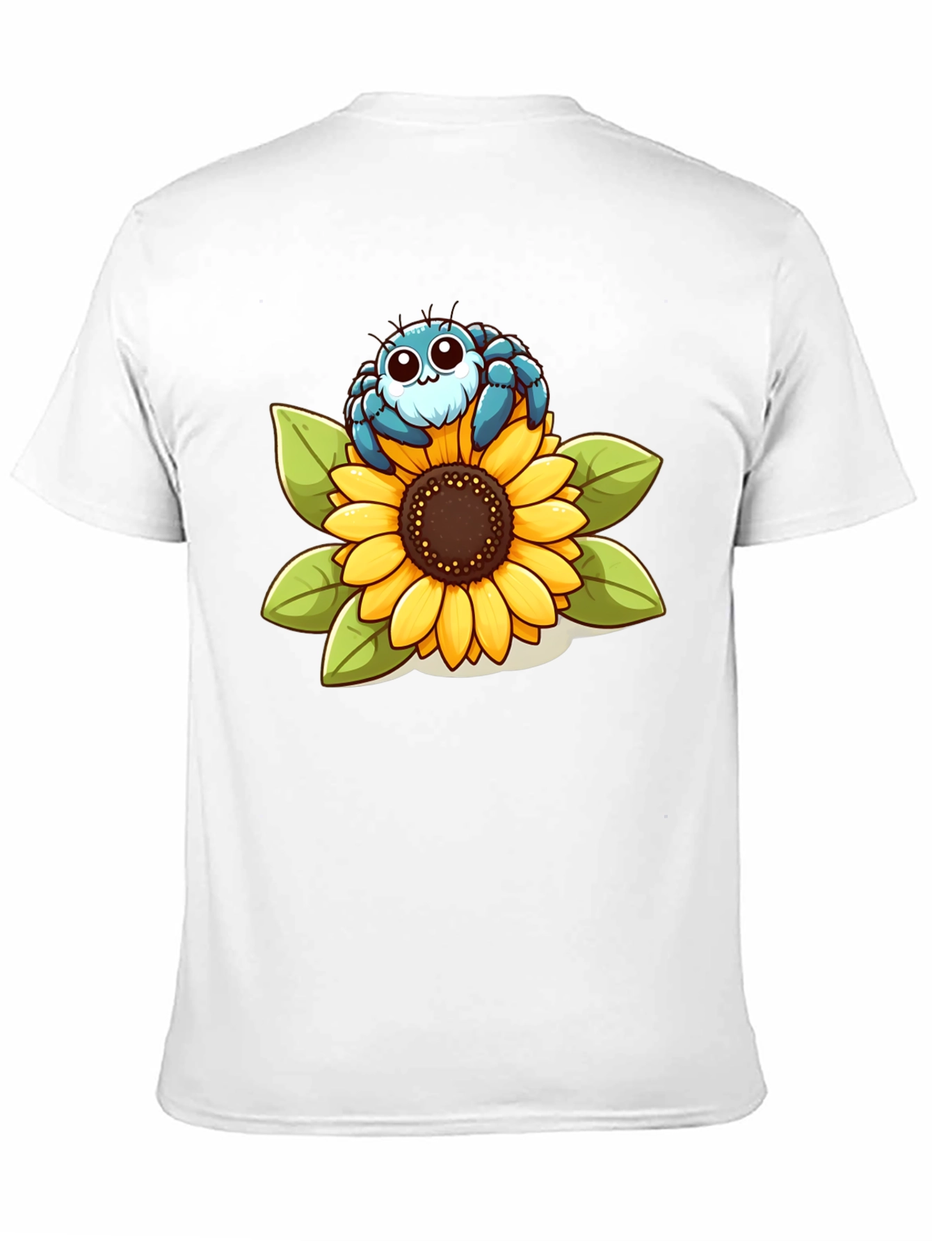 Black Cute Spider on Sunflower Graphic T-Shirt view 11
