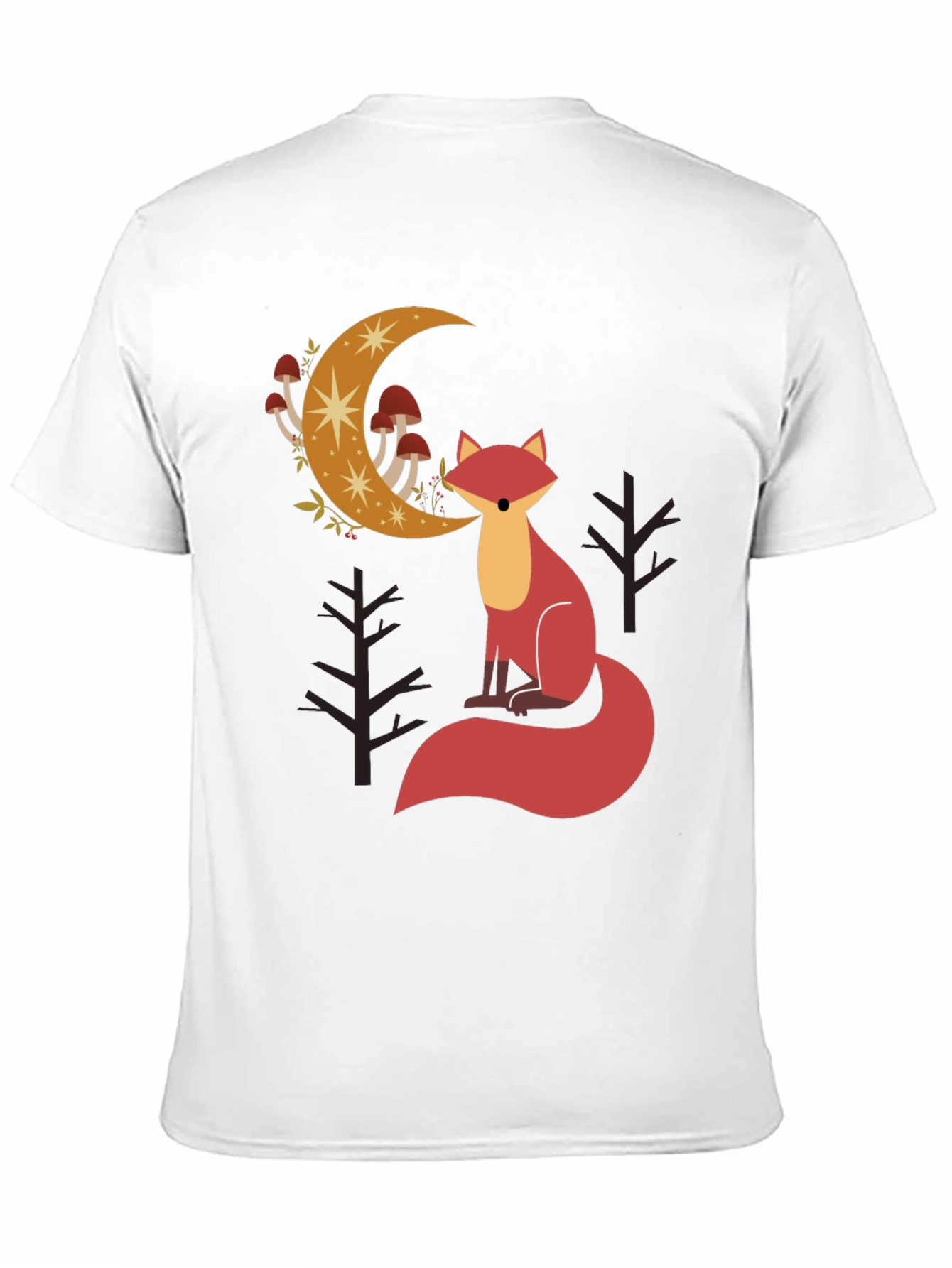 Black Fox and Moon Graphic Tee - Black Cotton Blend view 11