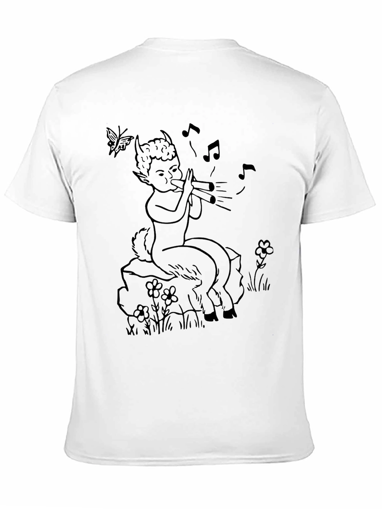 Black Whimsical Satyr T-Shirt - Unisex Black Tee view 11