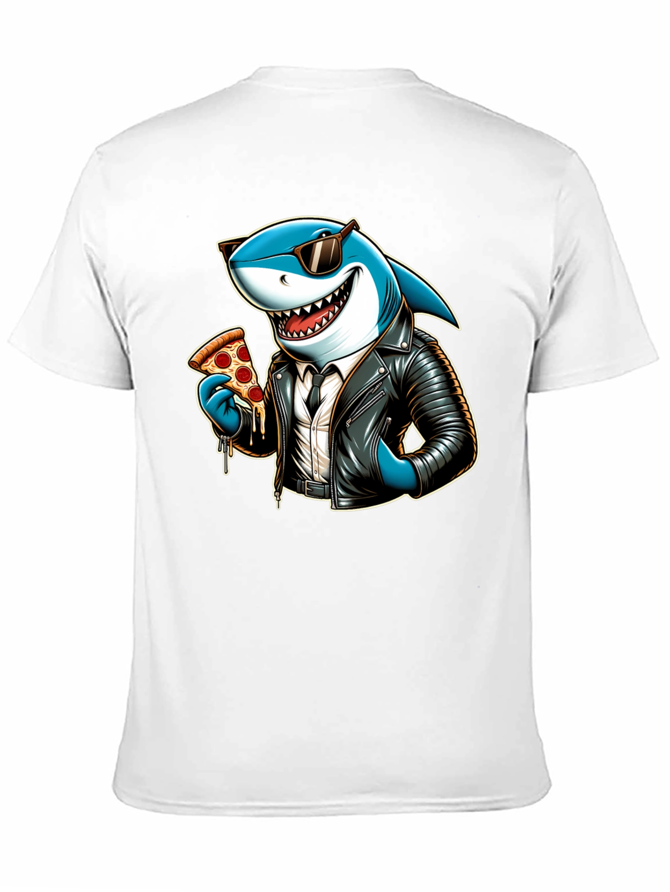 Black Cool Shark Pizza Graphic Tee view 11