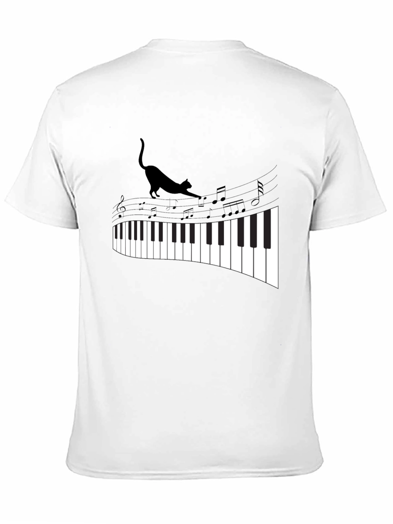 Black Cat Walking on Piano Keys Unisex T-Shirt view 11