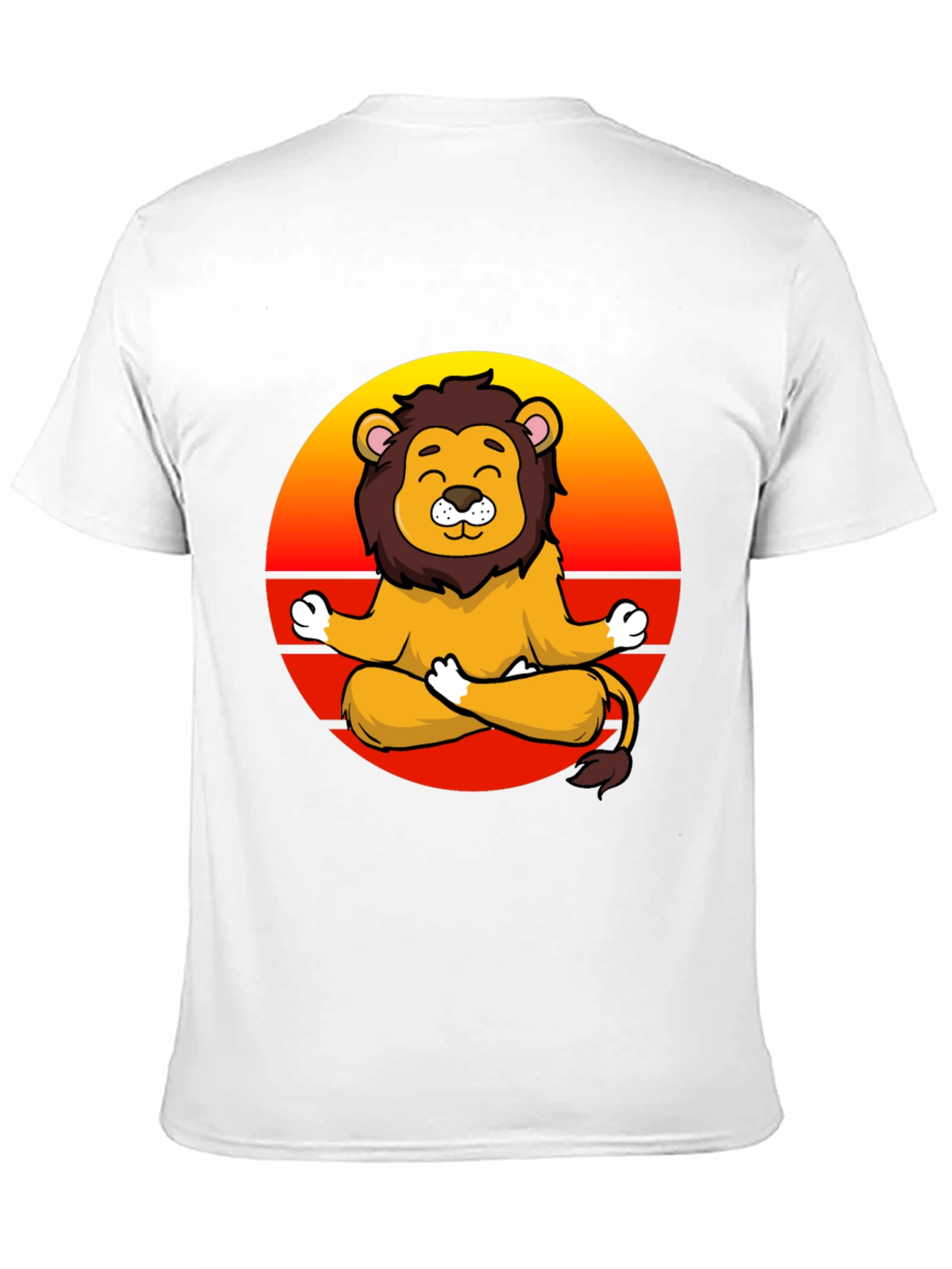 Black Zen Lion T-Shirt - Meditating Cartoon Lion Graphic Tee view 11