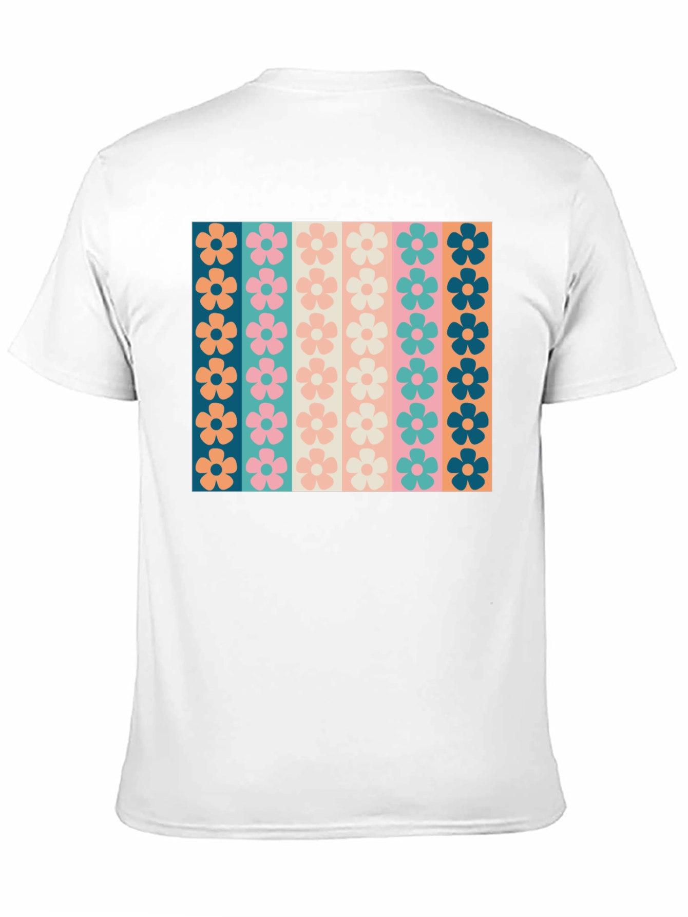 Black Retro Floral Stripe T-Shirt - Black Crew Neck Tee view 11