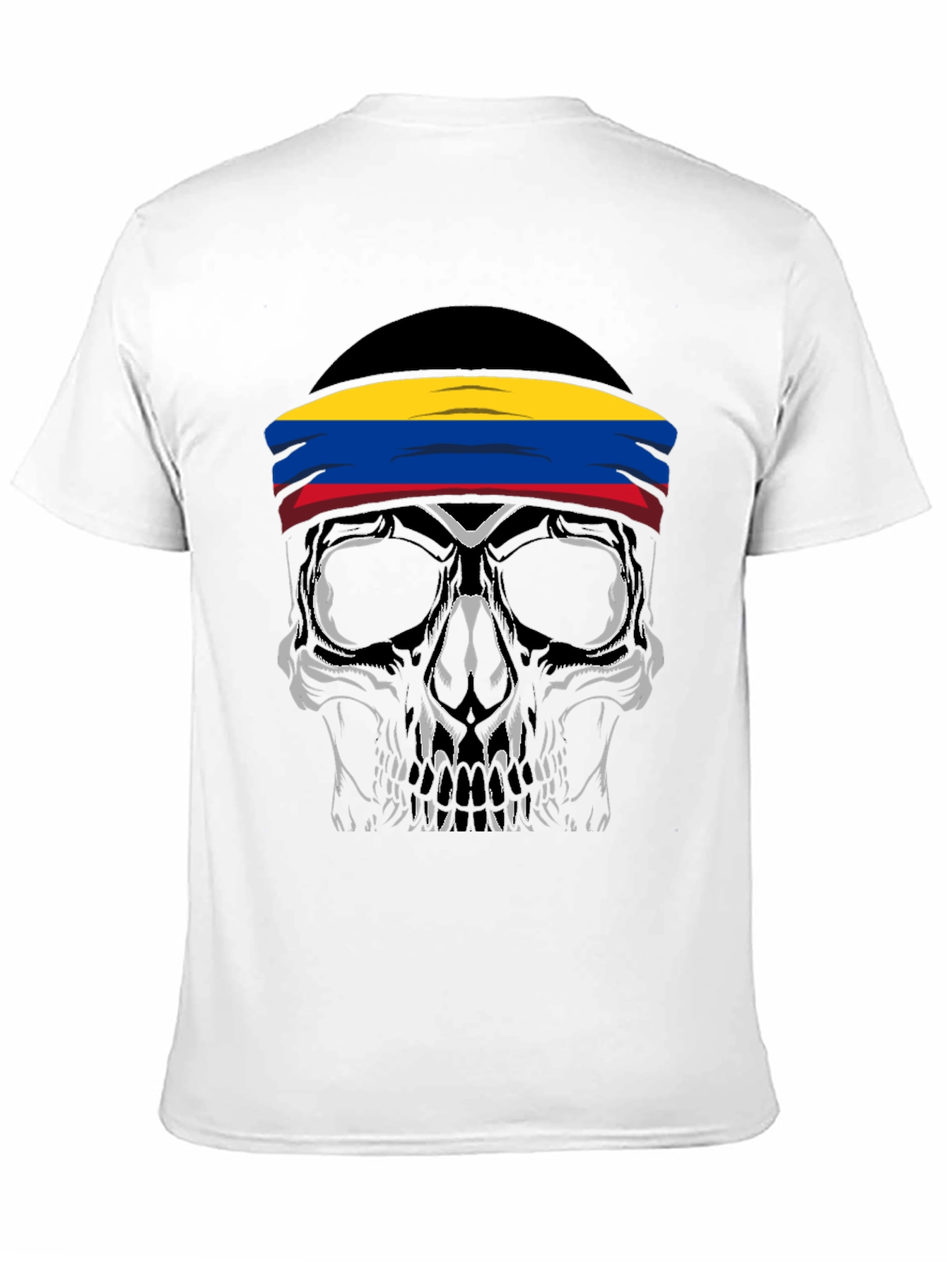 Black Skull T-Shirt with Colombia Flag Headband view 11