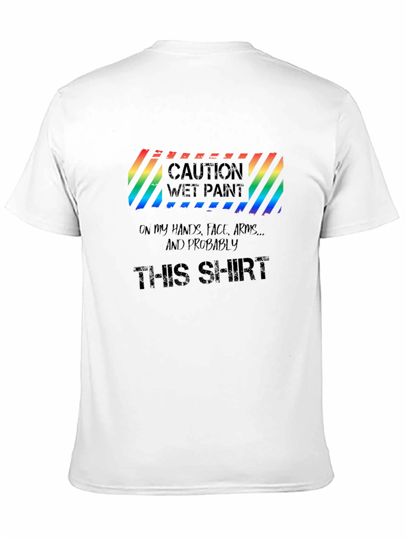 Black Caution Wet Paint Men's T-Shirt - Black view 11
