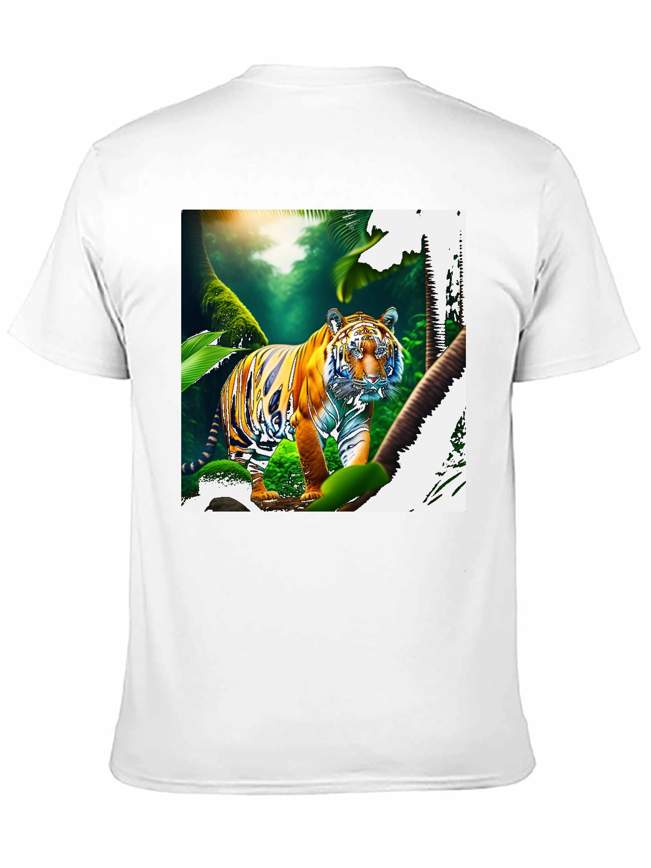 Black Jungle Tiger Graphic Print Black T-Shirt view 11