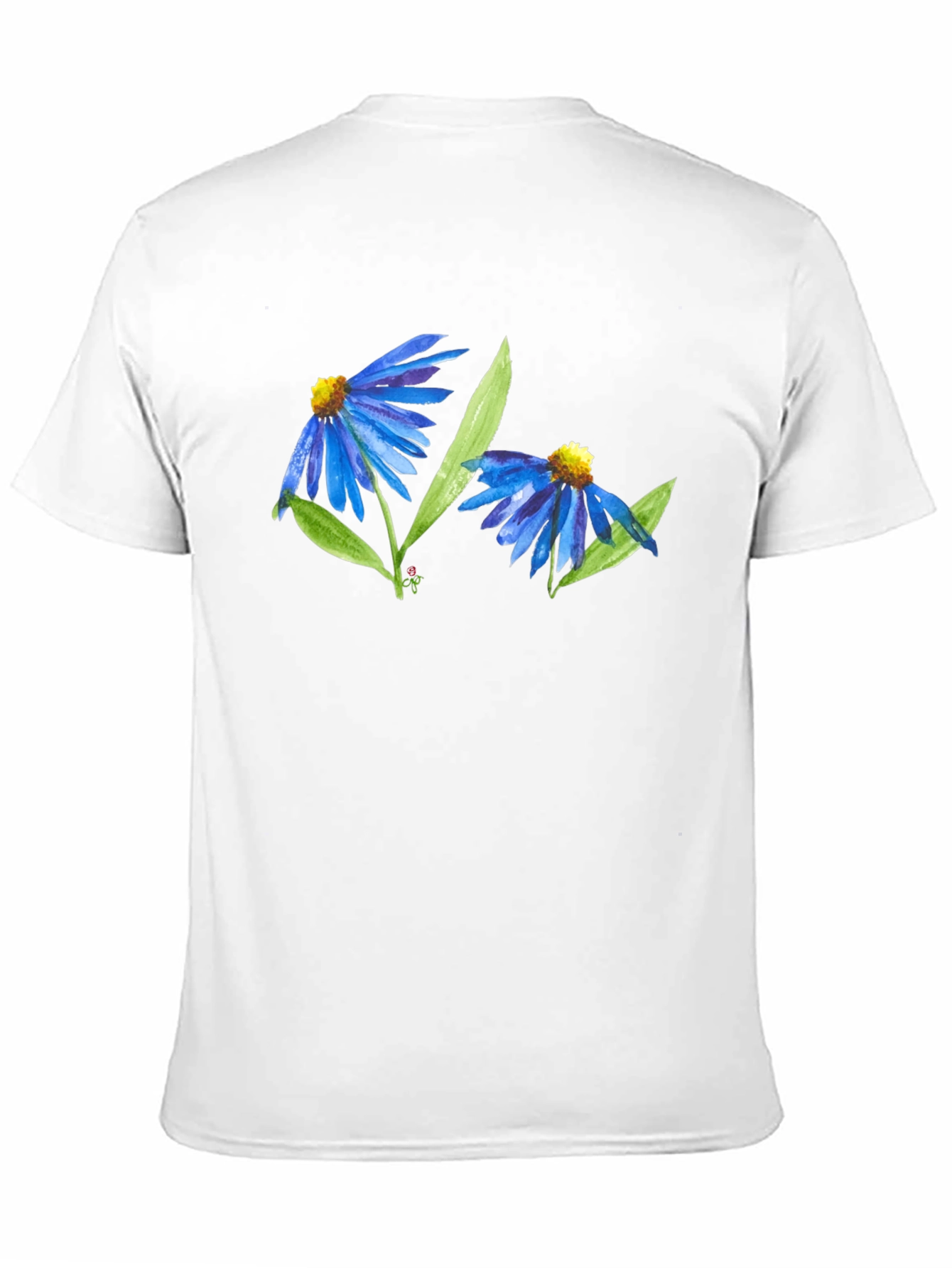 Black Blue Flower Graphic T-Shirt - Soft Cotton Blend view 11
